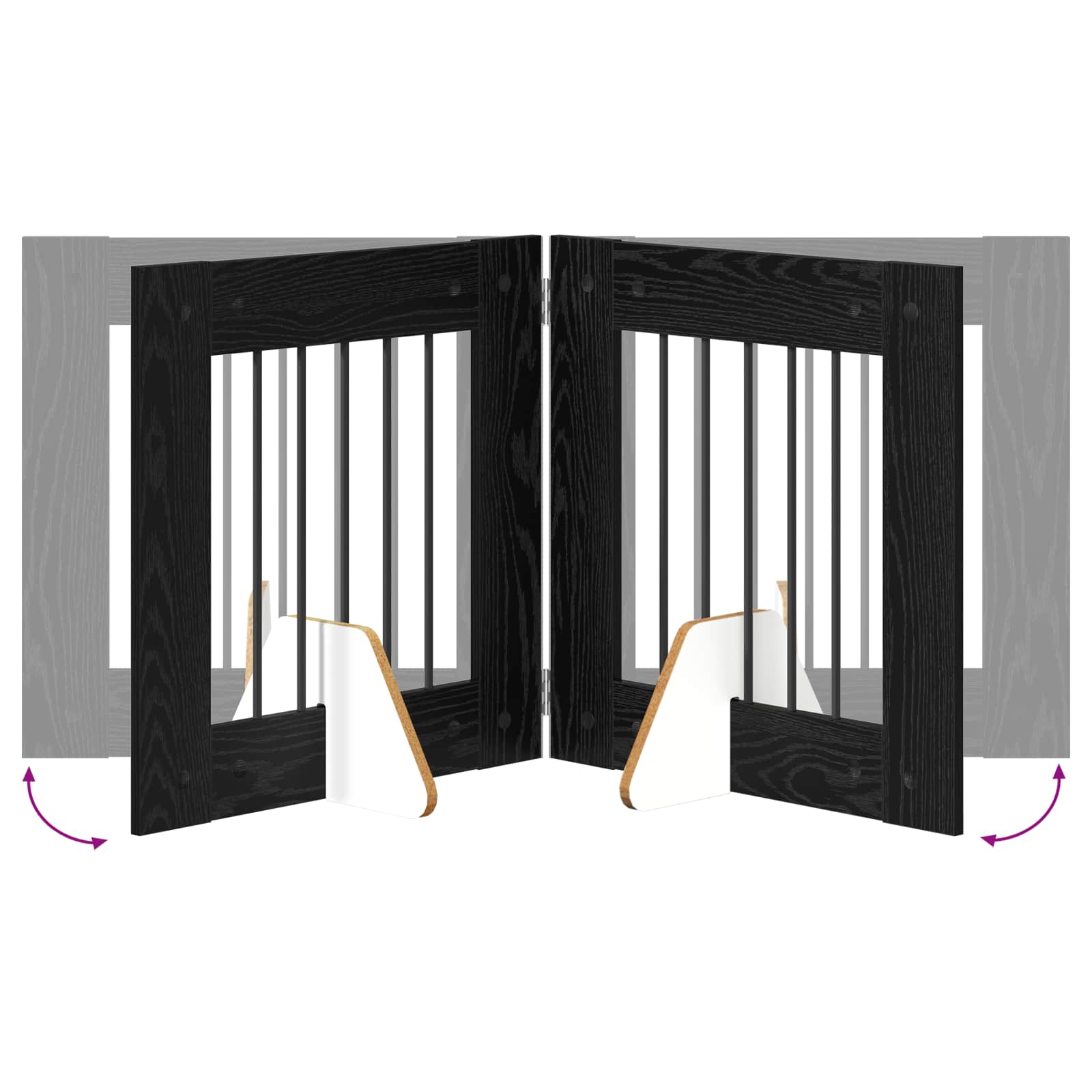 Klappbares Hundetor mit Ständern 4 pcs Schwarze Eiche 241 cm