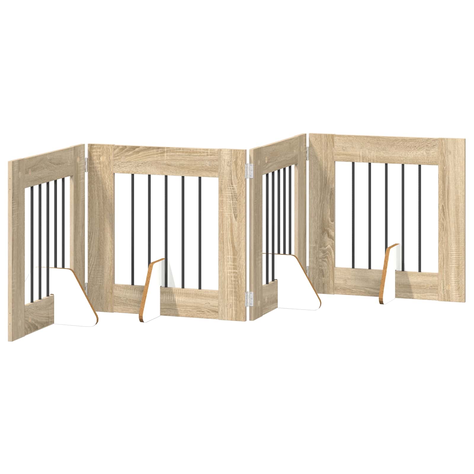 Klappbares Hundetor mit Ständern 4 pcs Sonoma-Eiche 241 cm