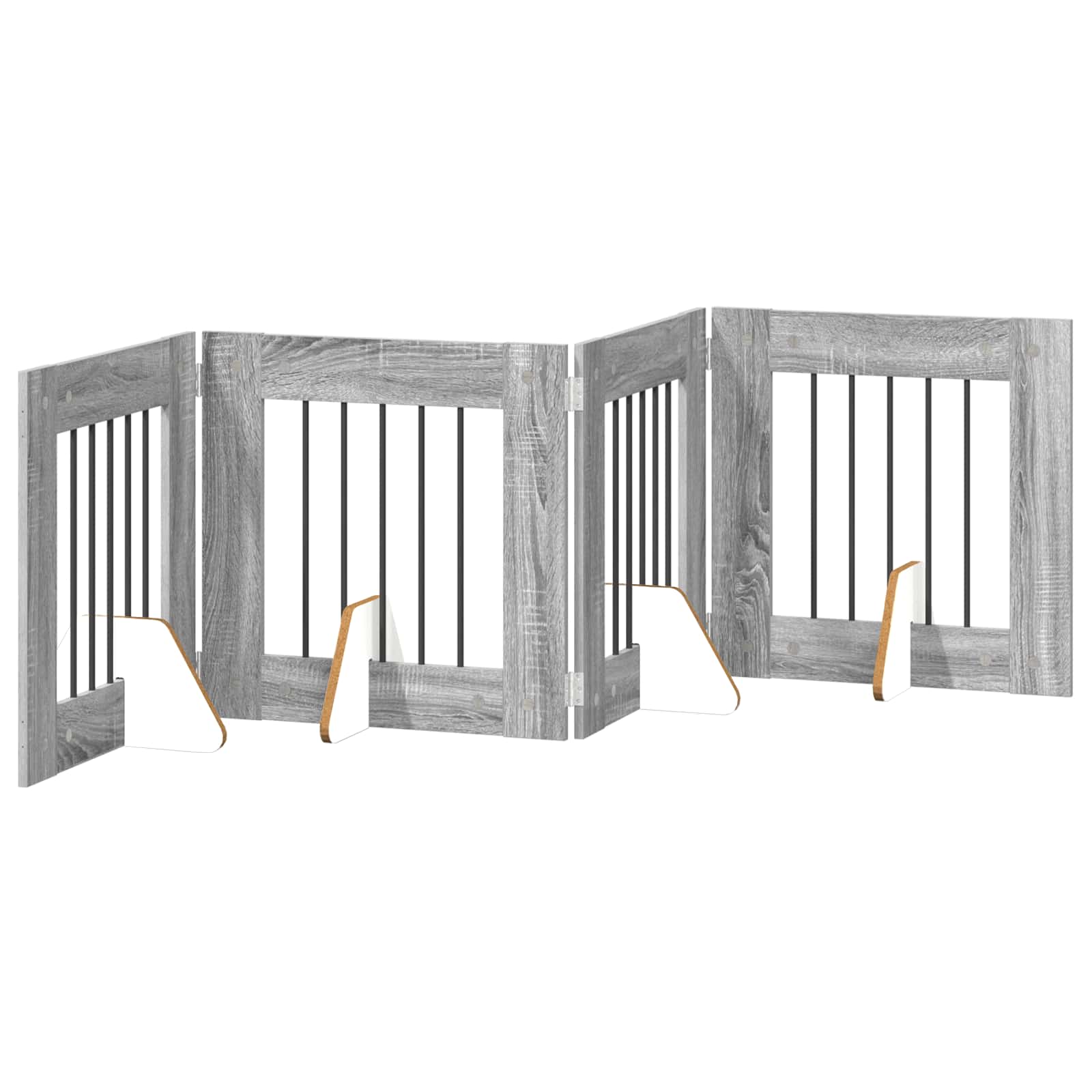 Klappbares Hundetor mit Ständern 4 pcs Graues Sonoma 241 cm