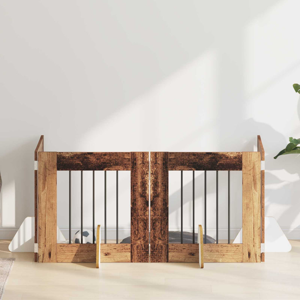 Klappbares Hundetor mit Ständern 4 pcs Altholz 241 cm