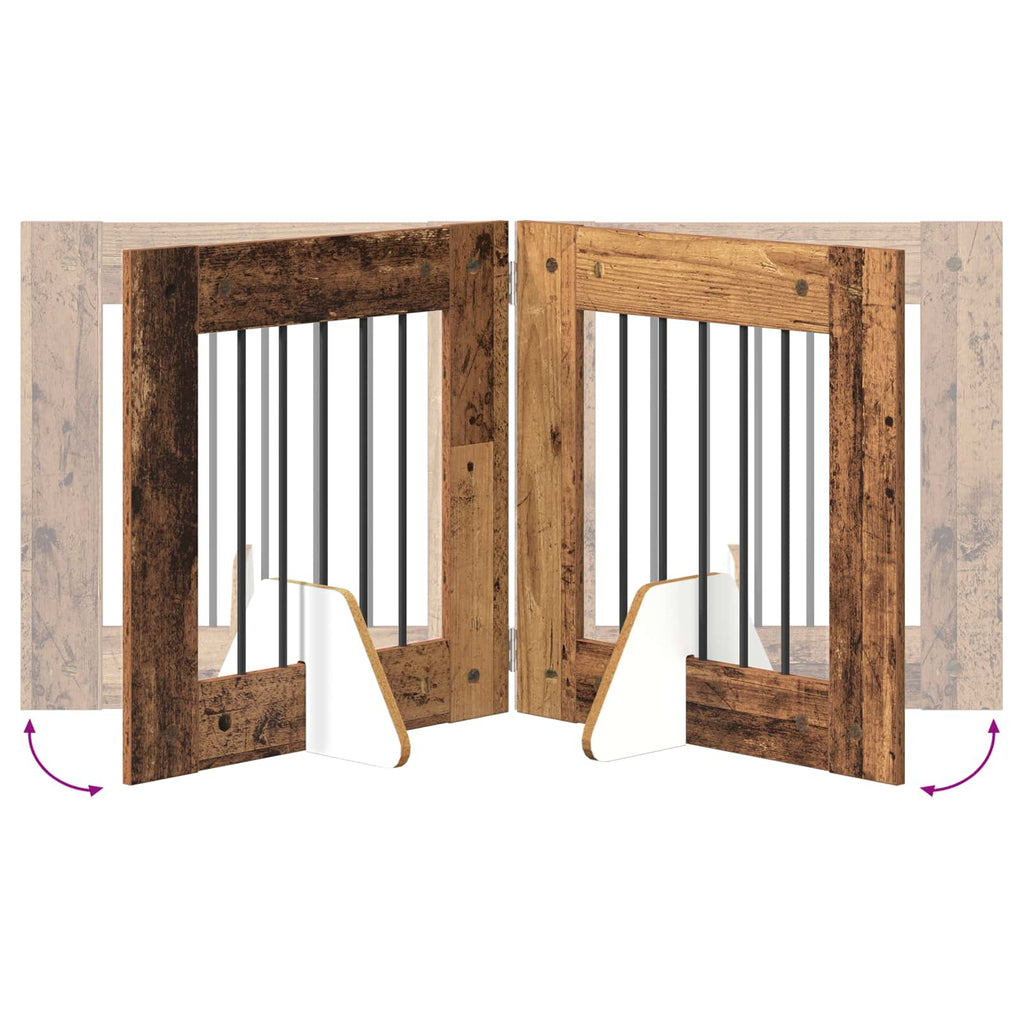Klappbares Hundetor mit Ständern 4 pcs Altholz 241 cm