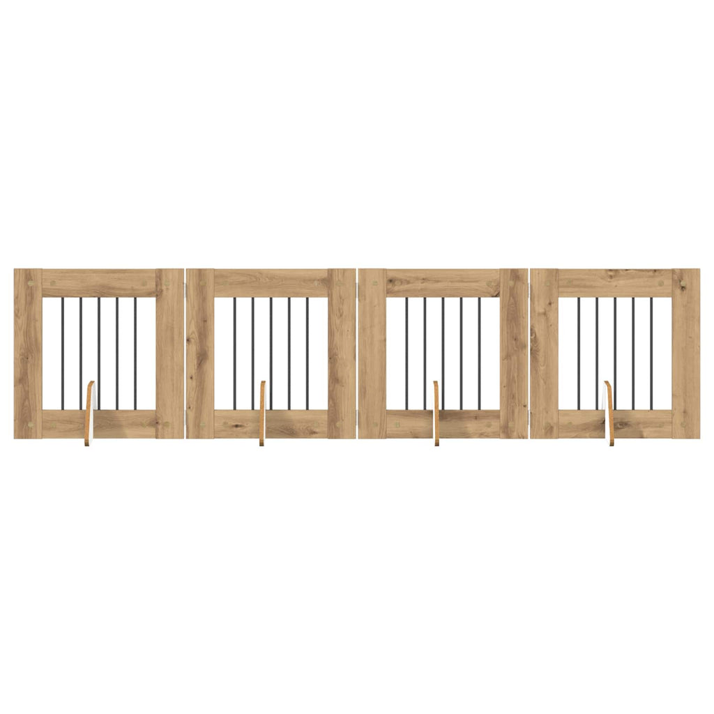 Klappbares Hundetor mit Ständern 4 pcs Artisan-Eiche 241 cm