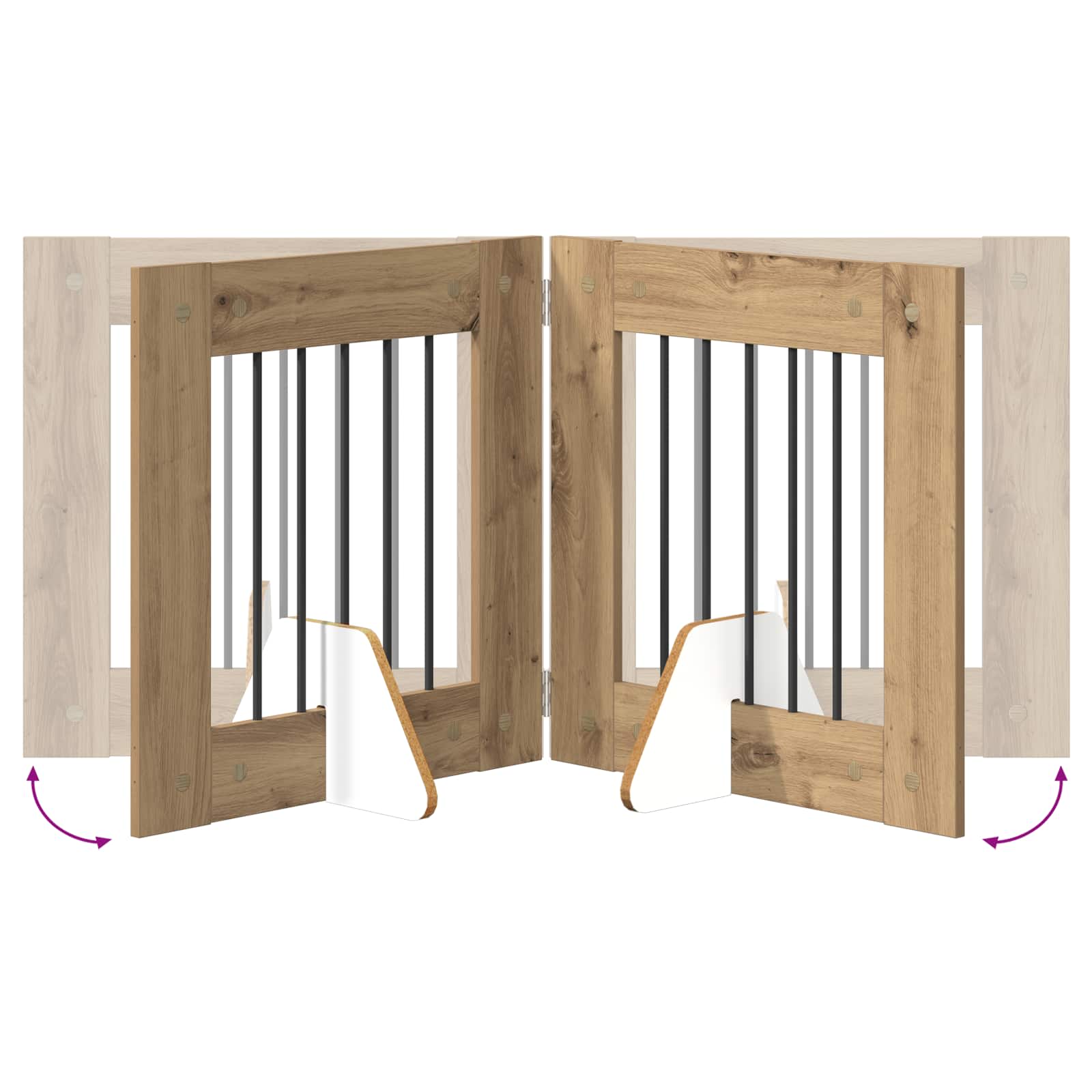 Klappbares Hundetor mit Ständern 4 pcs Artisan-Eiche 241 cm