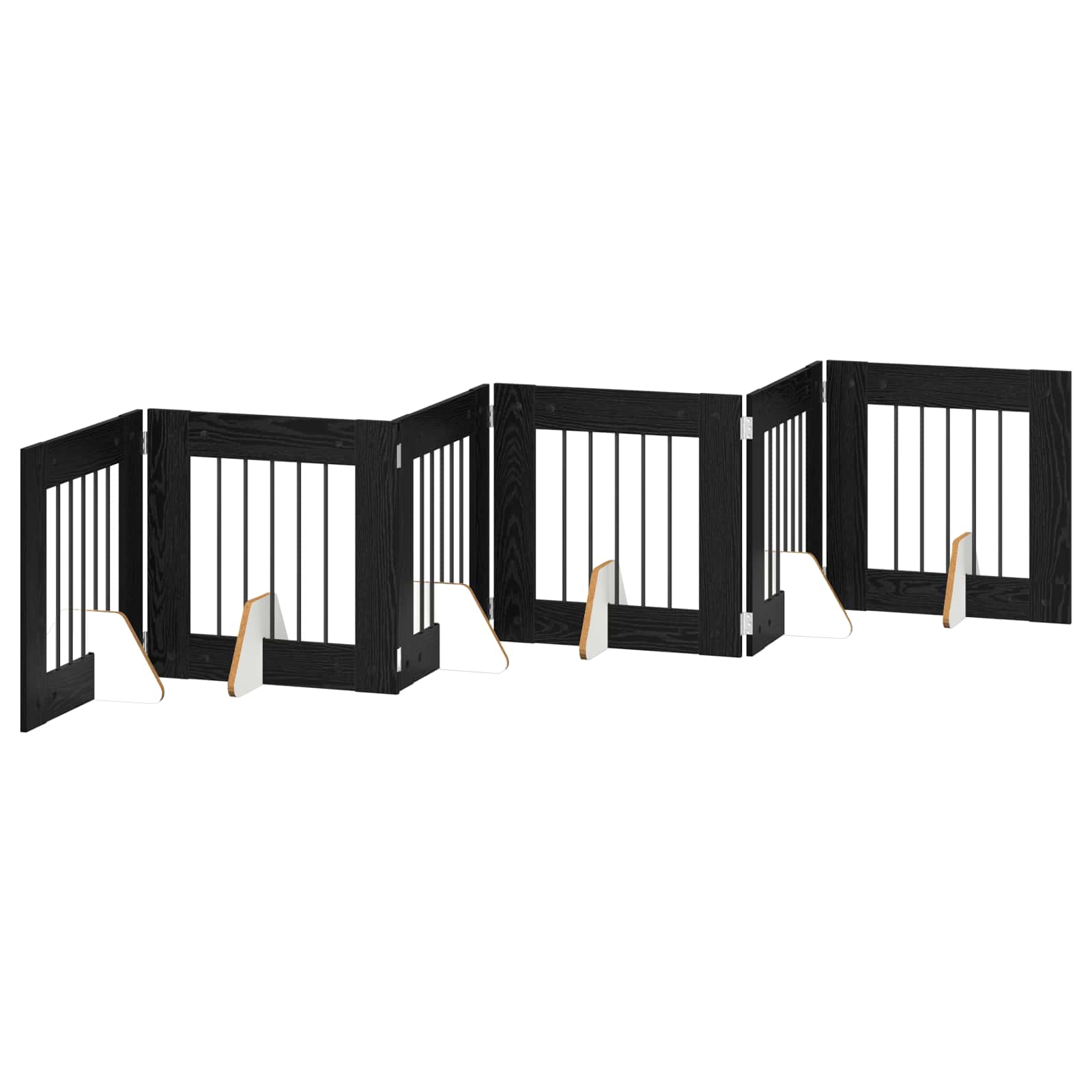 Klappbares Hundetor mit Ständern 6 pcs Schwarze Eiche 362 cm