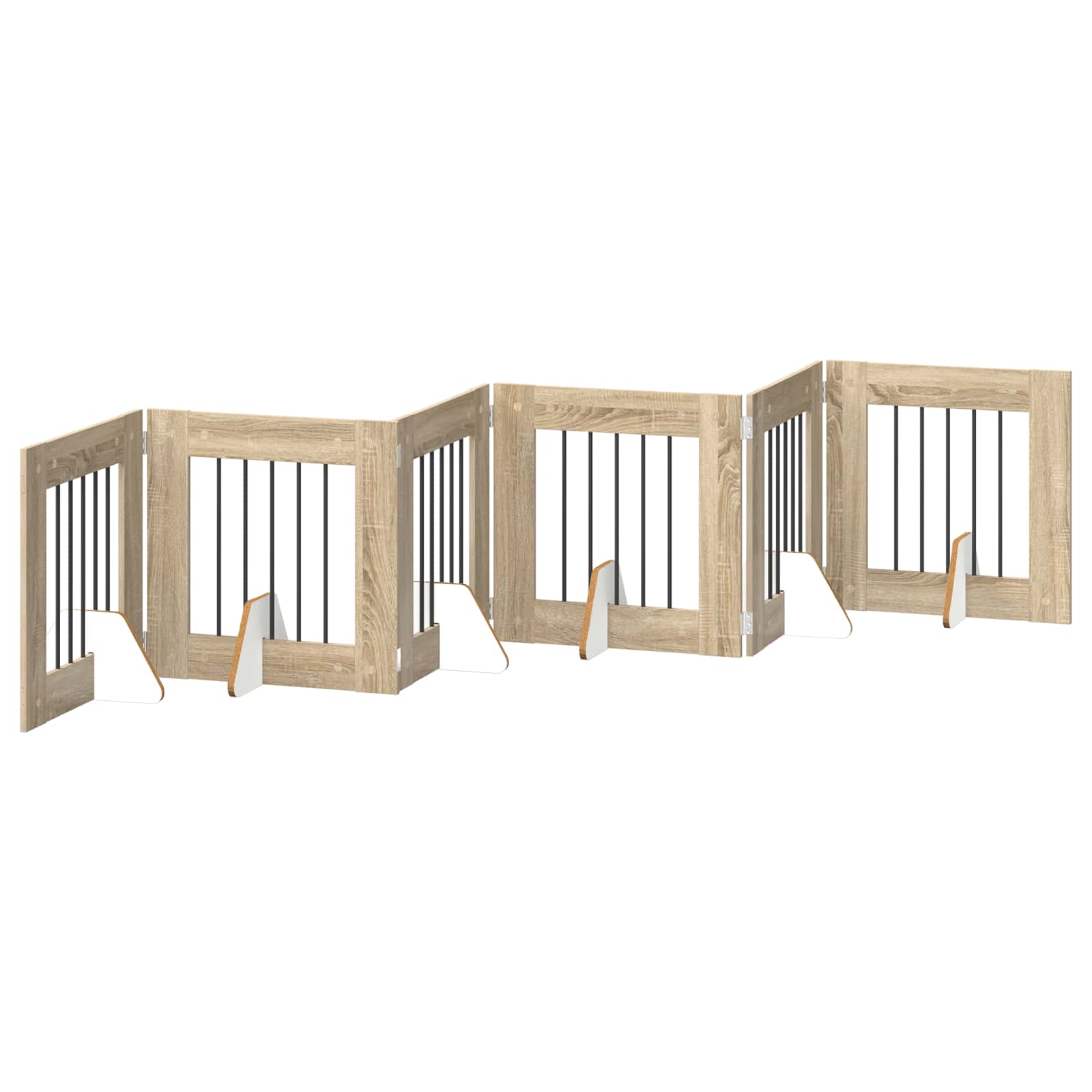 Klappbares Hundetor mit Ständern 6 pcs Sonoma-Eiche 362 cm