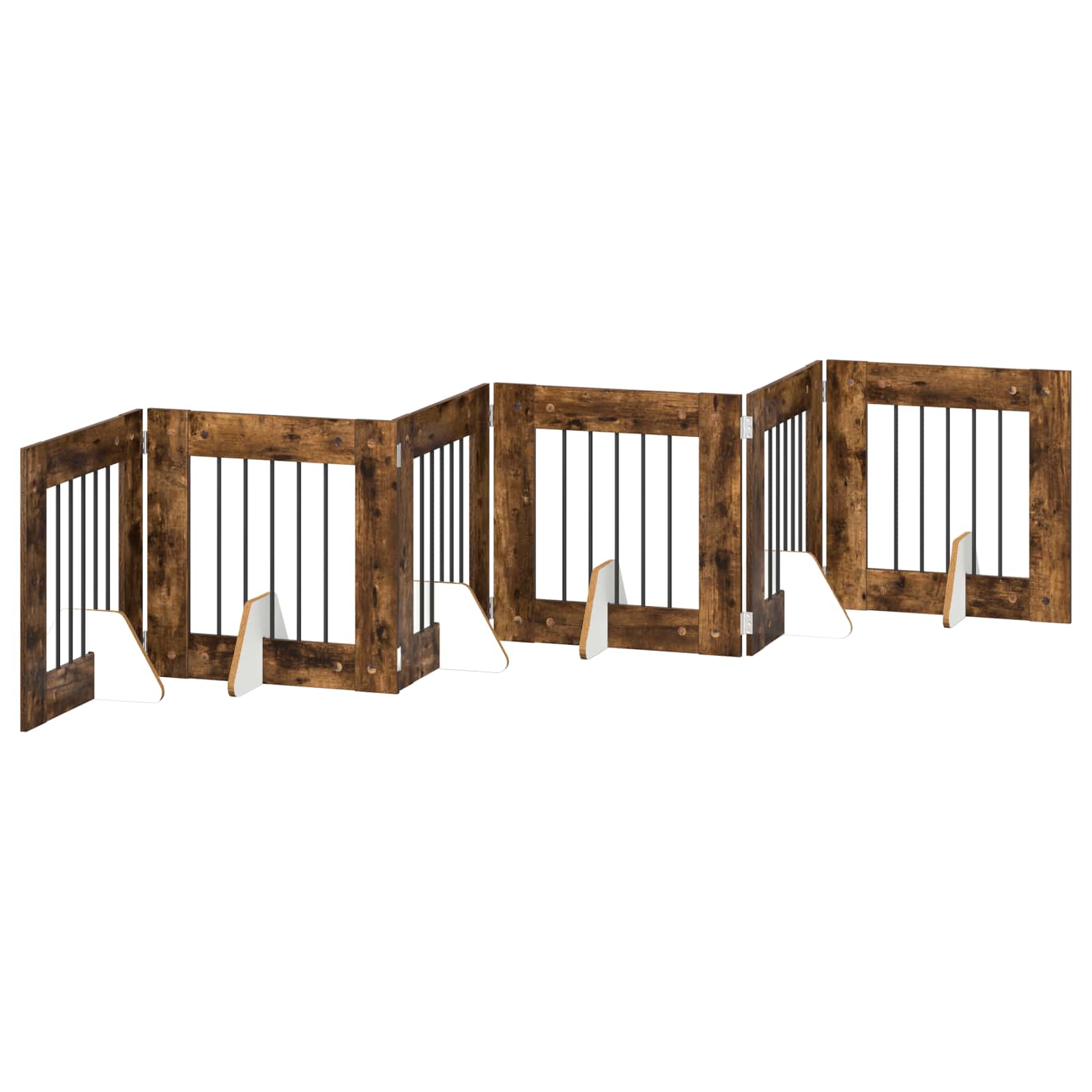 Klappbares Hundetor mit Ständern 6 pcs Geräucherte Eiche 362 cm