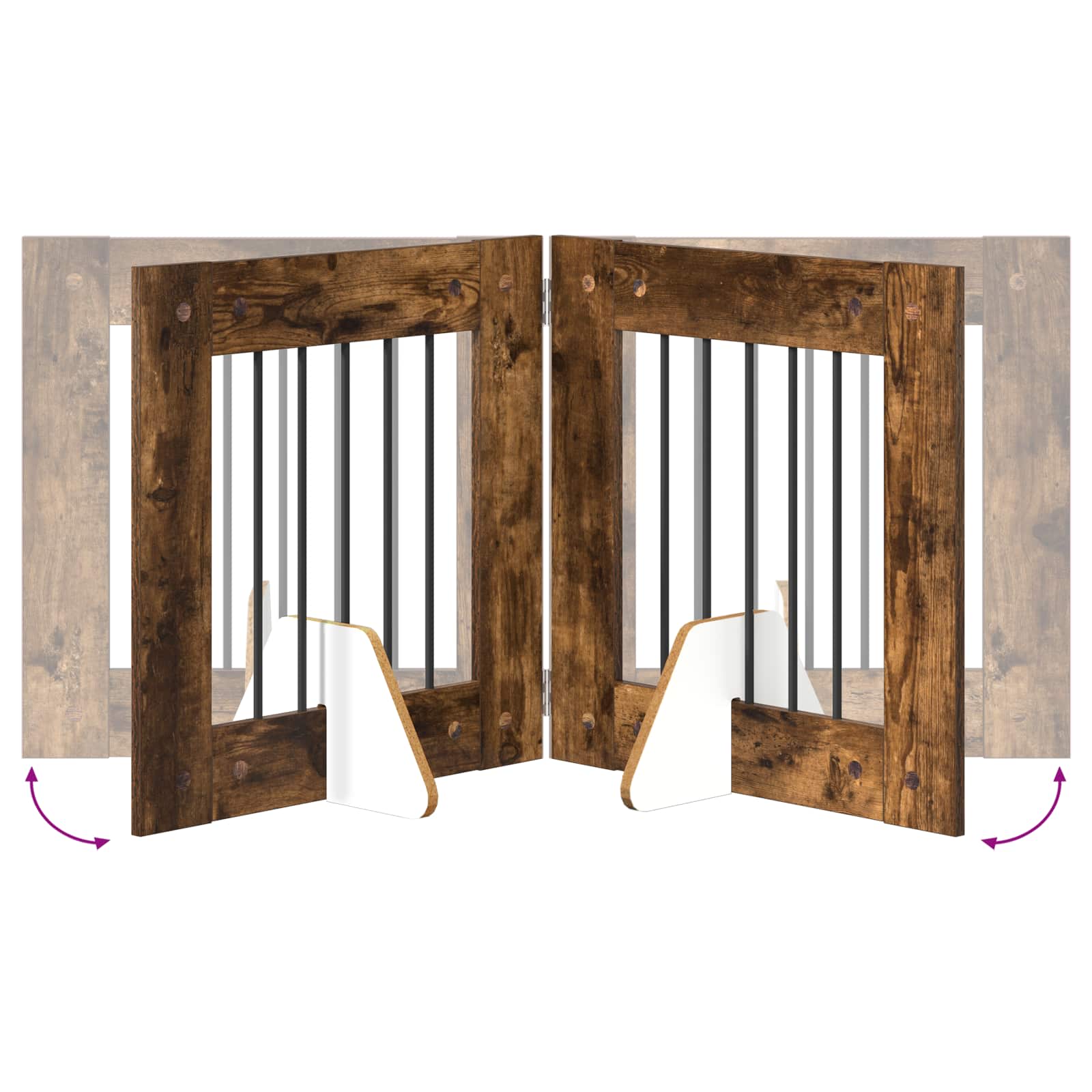 Klappbares Hundetor mit Ständern 6 pcs Geräucherte Eiche 362 cm