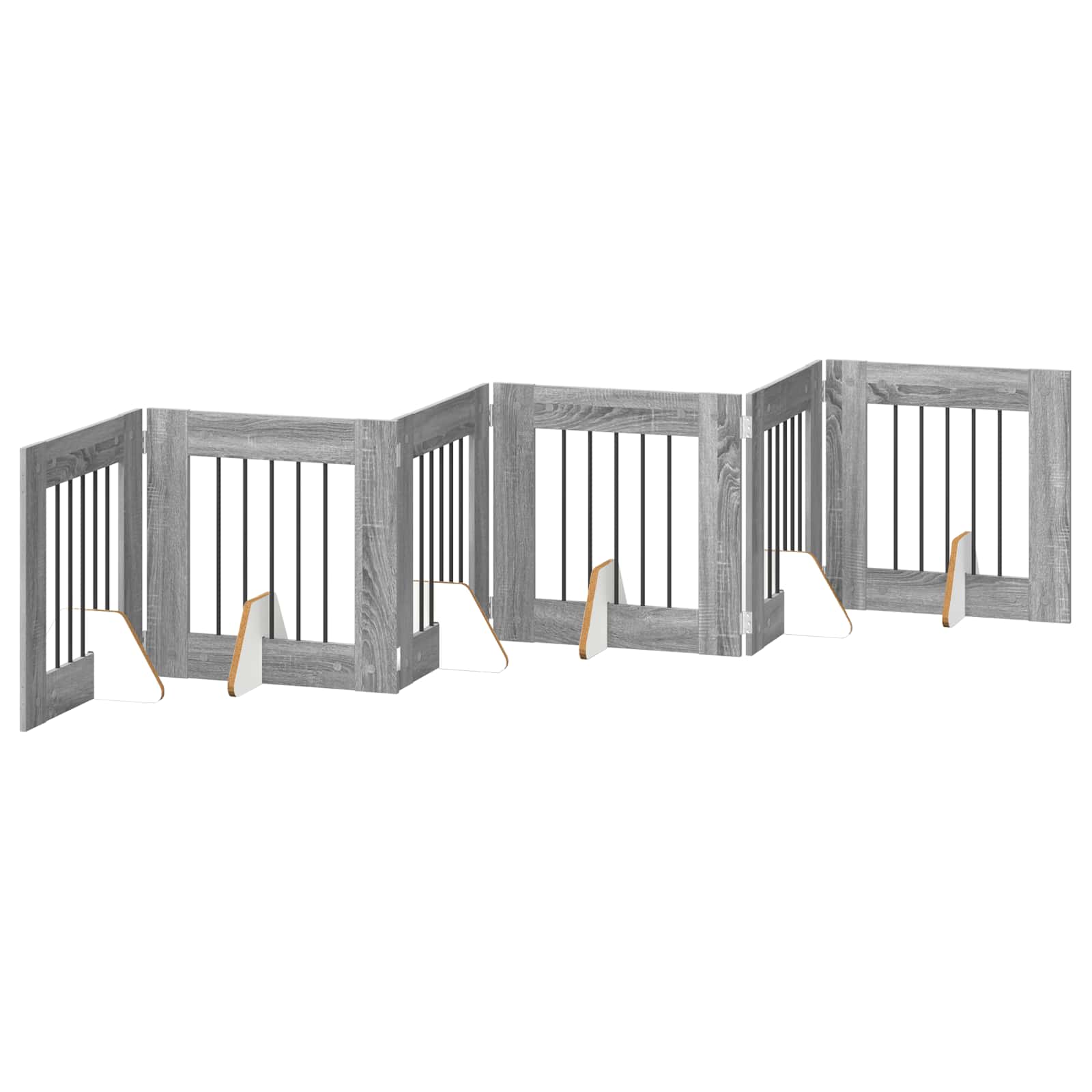 Klappbares Hundetor mit Ständern 6 pcs Graues Sonoma 362 cm