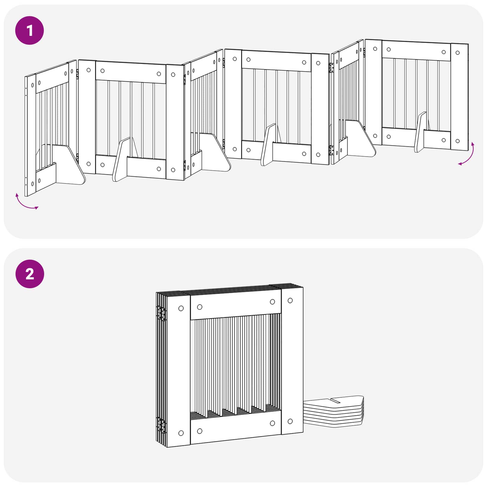 Klappbares Hundetor mit Ständern 6 pcs Graues Sonoma 362 cm