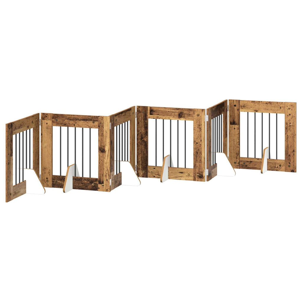 Klappbares Hundetor mit Ständern 6 pcs Altholz 362 cm