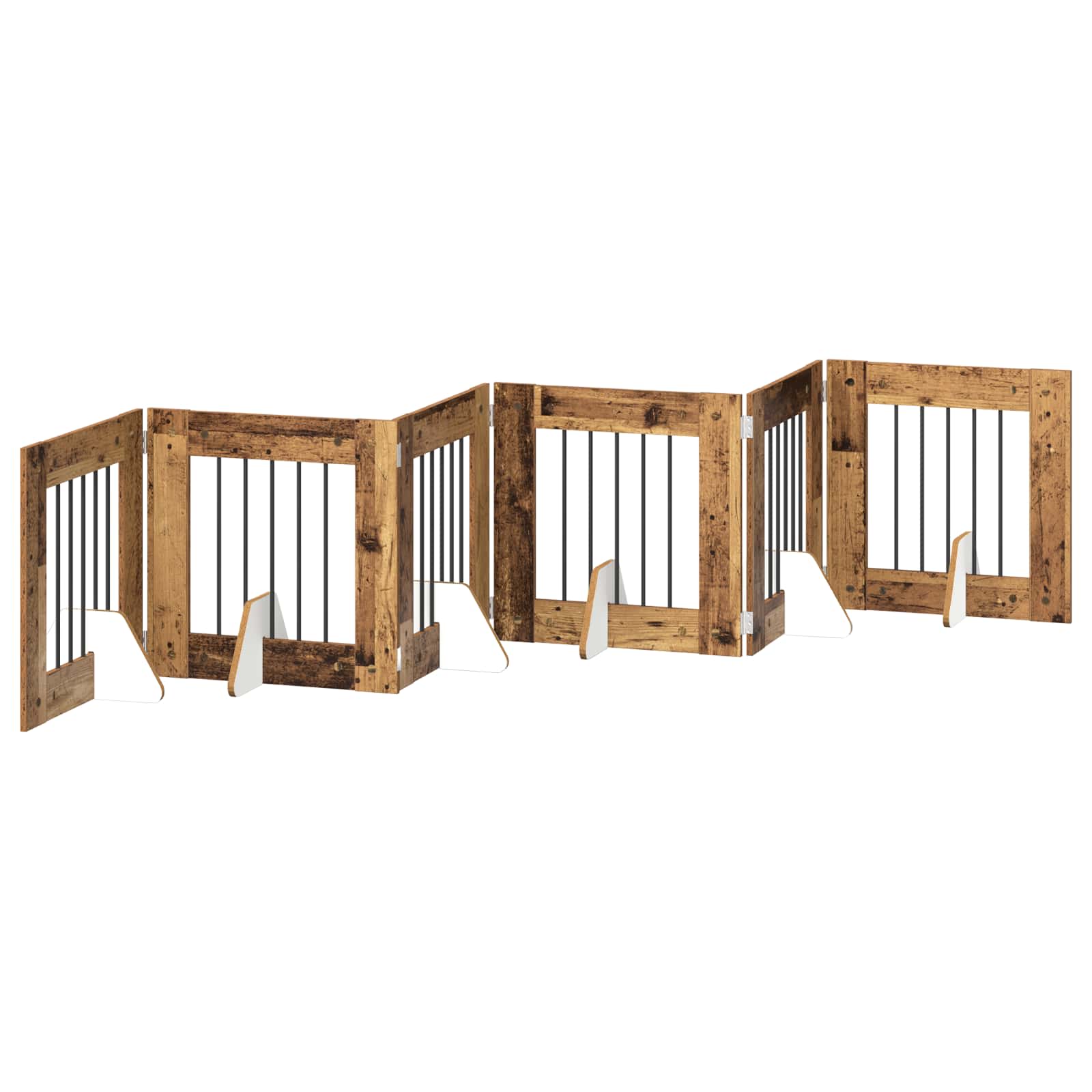 Klappbares Hundetor mit Ständern 6 pcs Altholz 362 cm