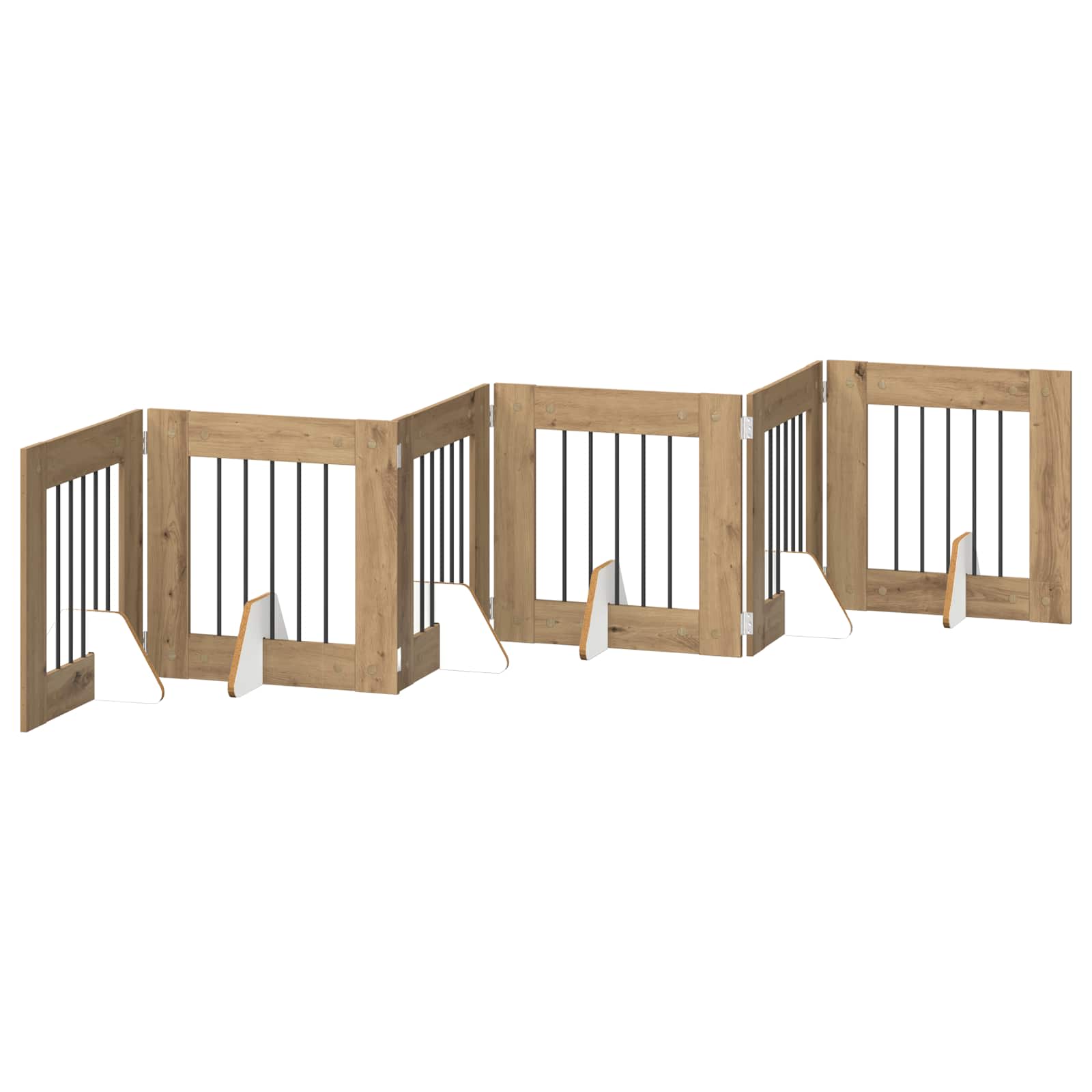 Klappbares Hundetor mit Ständern 6 pcs Artisan-Eiche 362 cm