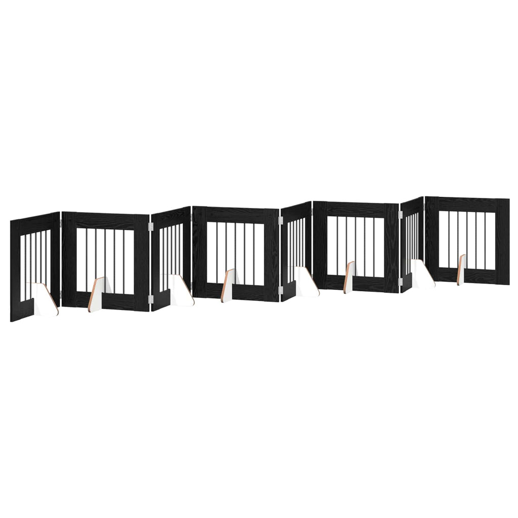 Klappbares Hundetor mit Ständern 8 pcs Schwarze Eiche 60 cm