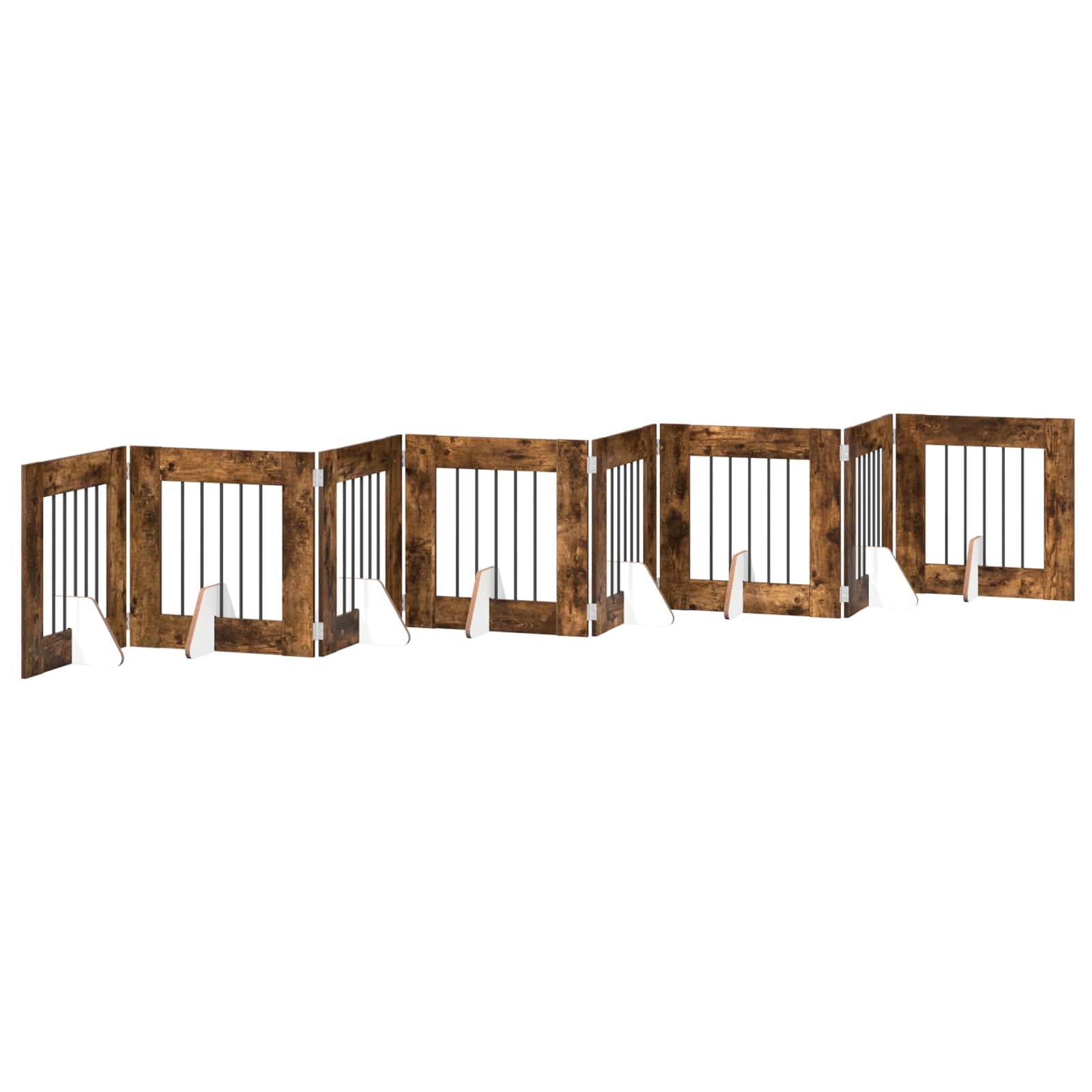 Klappbares Hundetor mit Ständern 8 pcs Geräucherte Eiche 60 cm