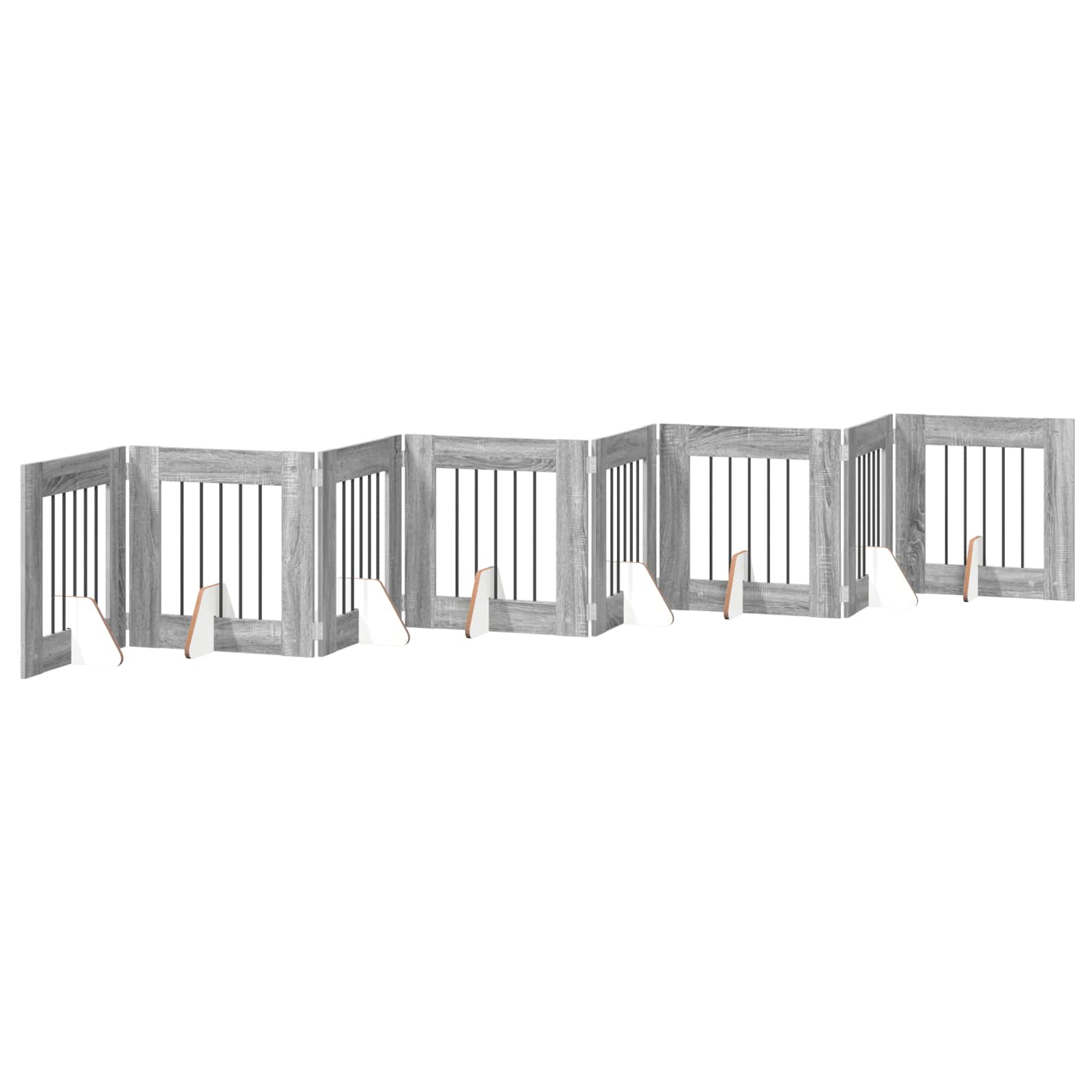Klappbares Hundetor mit Ständern 8 pcs Graues Sonoma 60 cm
