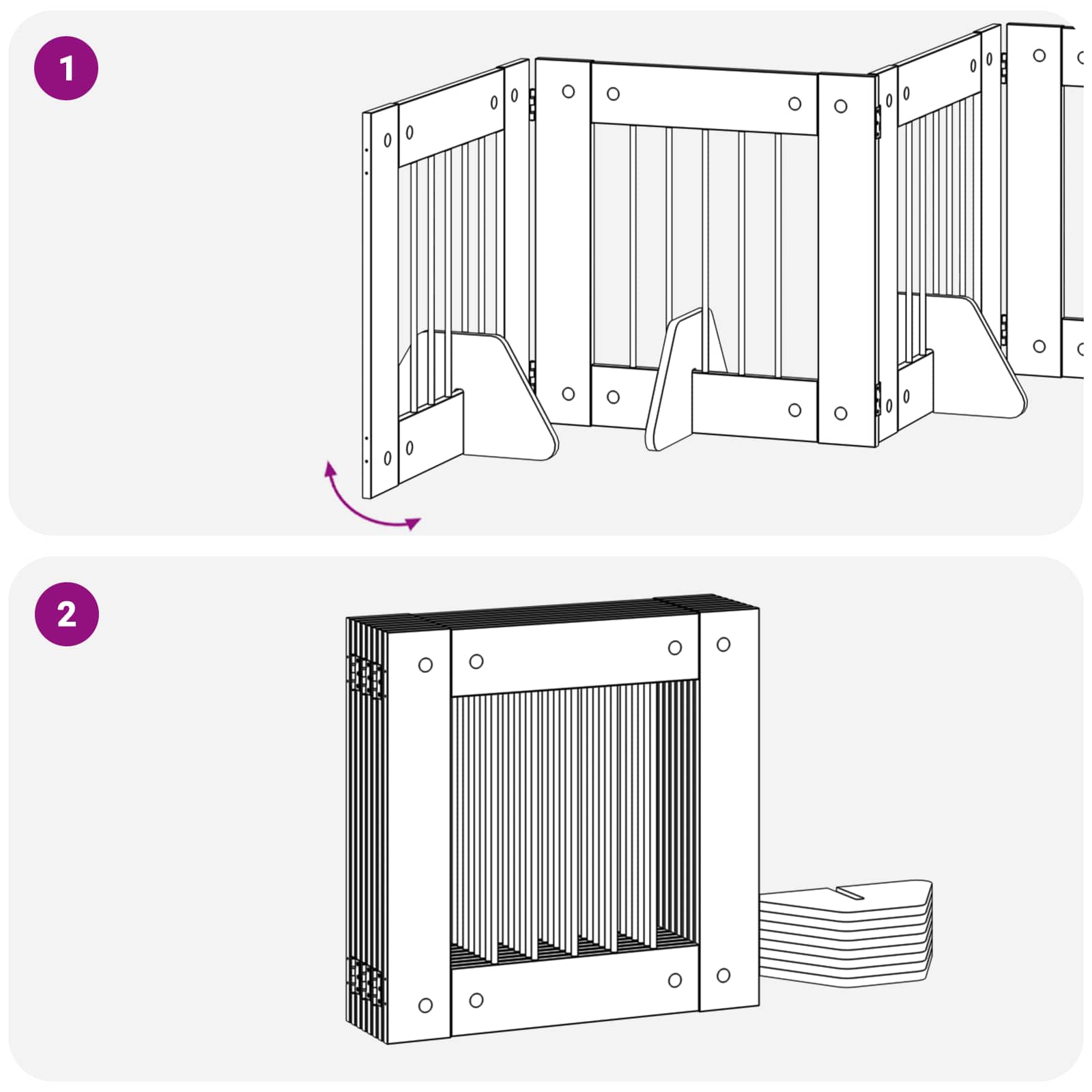 Klappbares Hundetor mit Ständern 8 pcs Graues Sonoma 60 cm