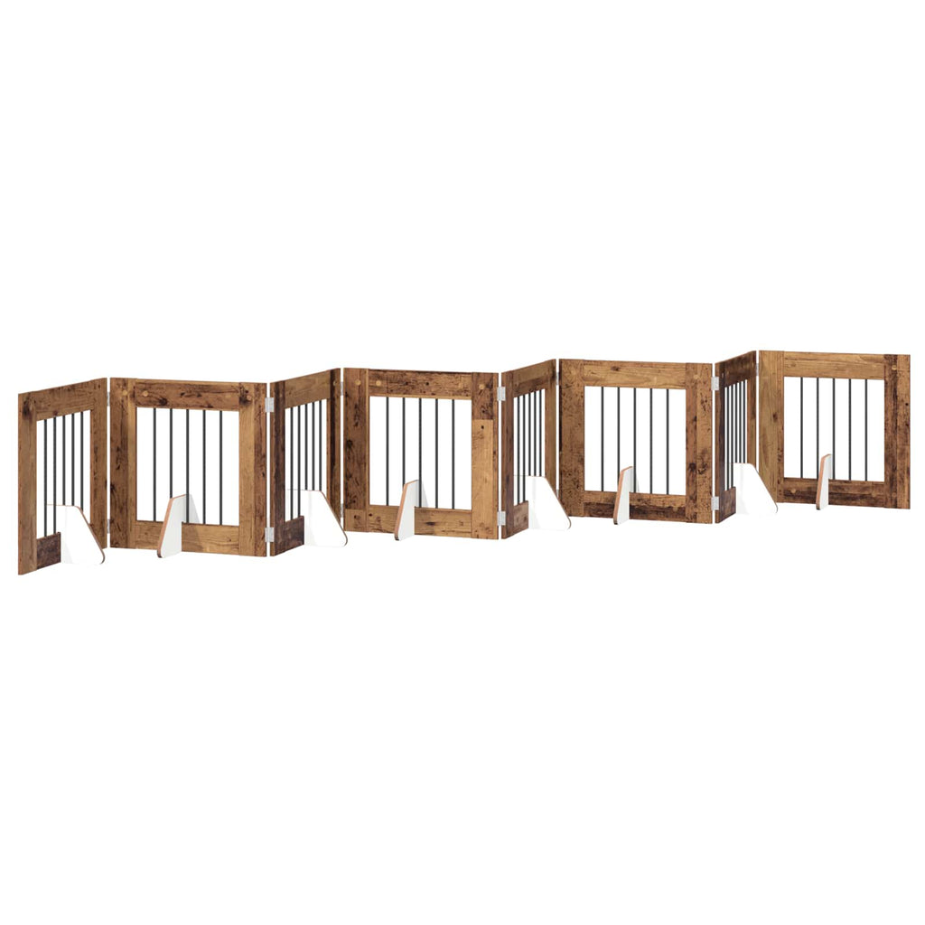 Klappbares Hundetor mit Ständern 8 pcs Altholz 60 cm