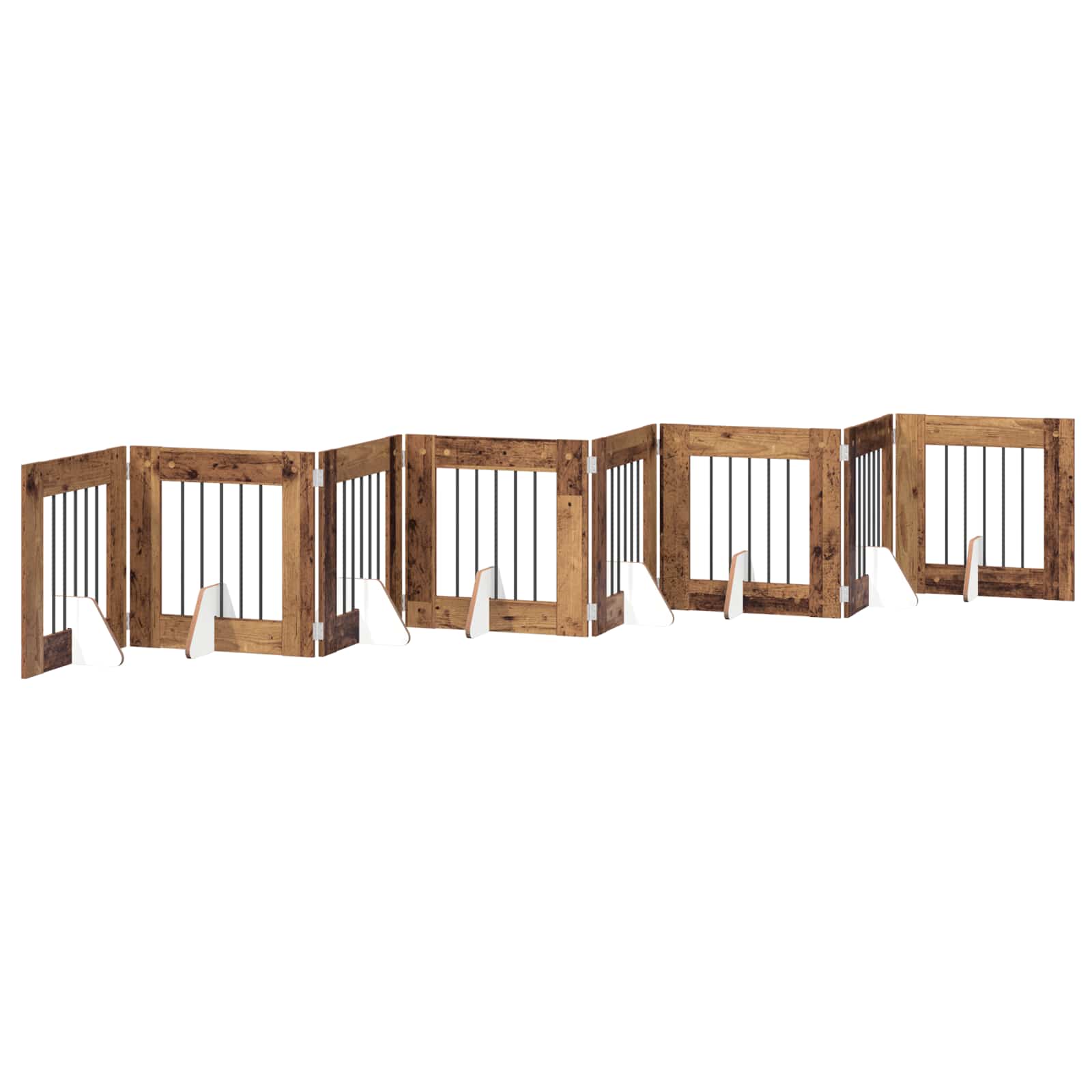 Klappbares Hundetor mit Ständern 8 pcs Altholz 60 cm