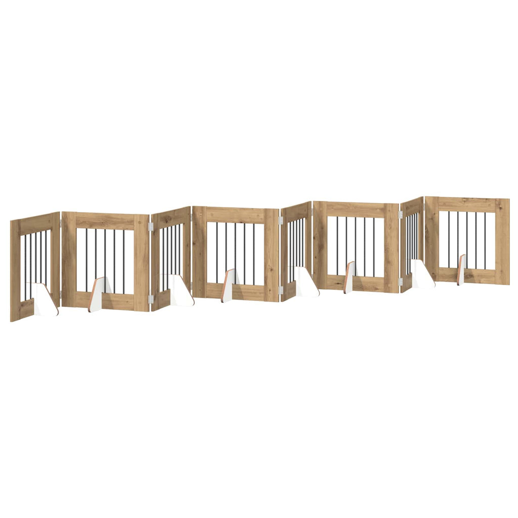 Klappbares Hundetor mit Ständern 8 pcs Artisan-Eiche 60 cm