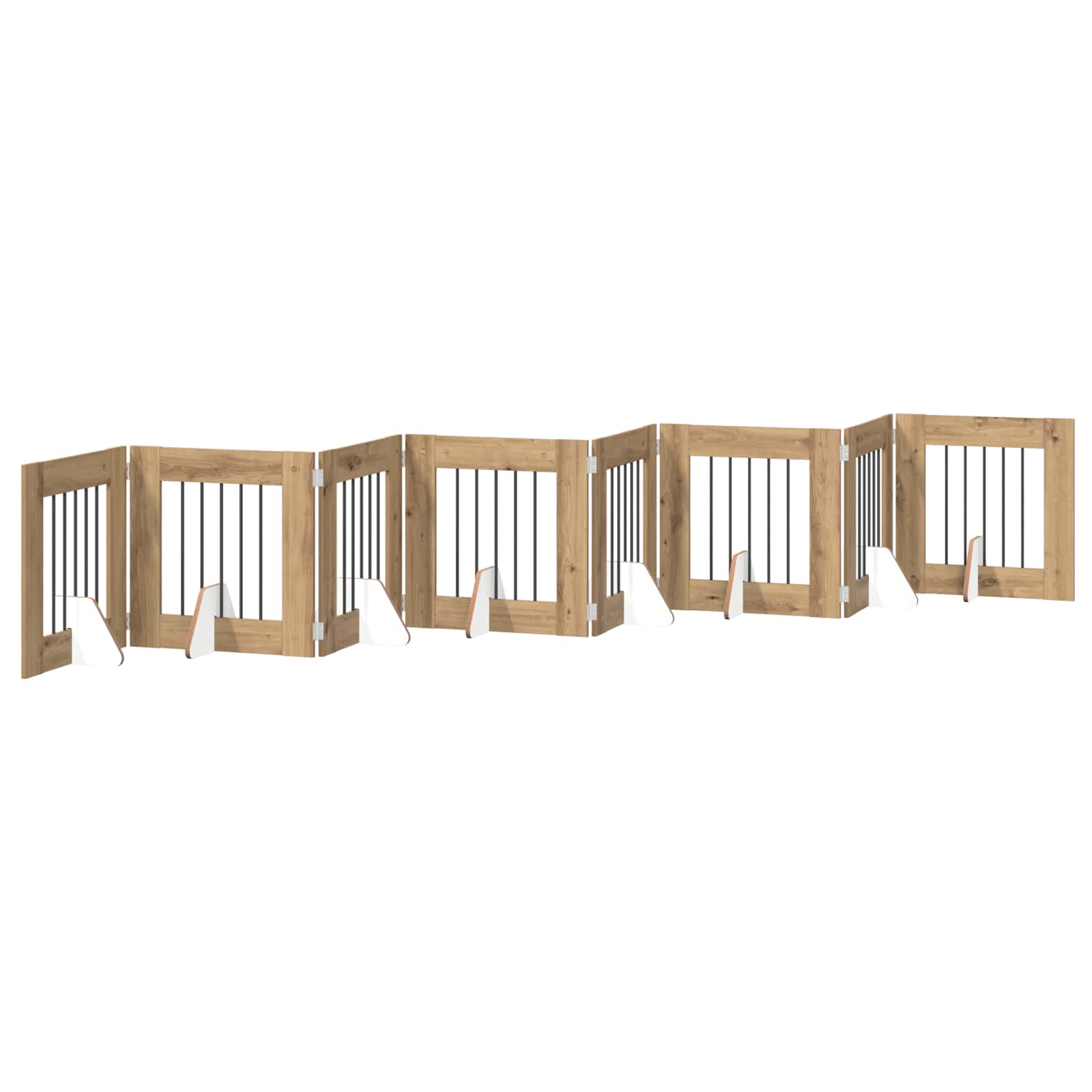 Klappbares Hundetor mit Ständern 8 pcs Artisan-Eiche 60 cm