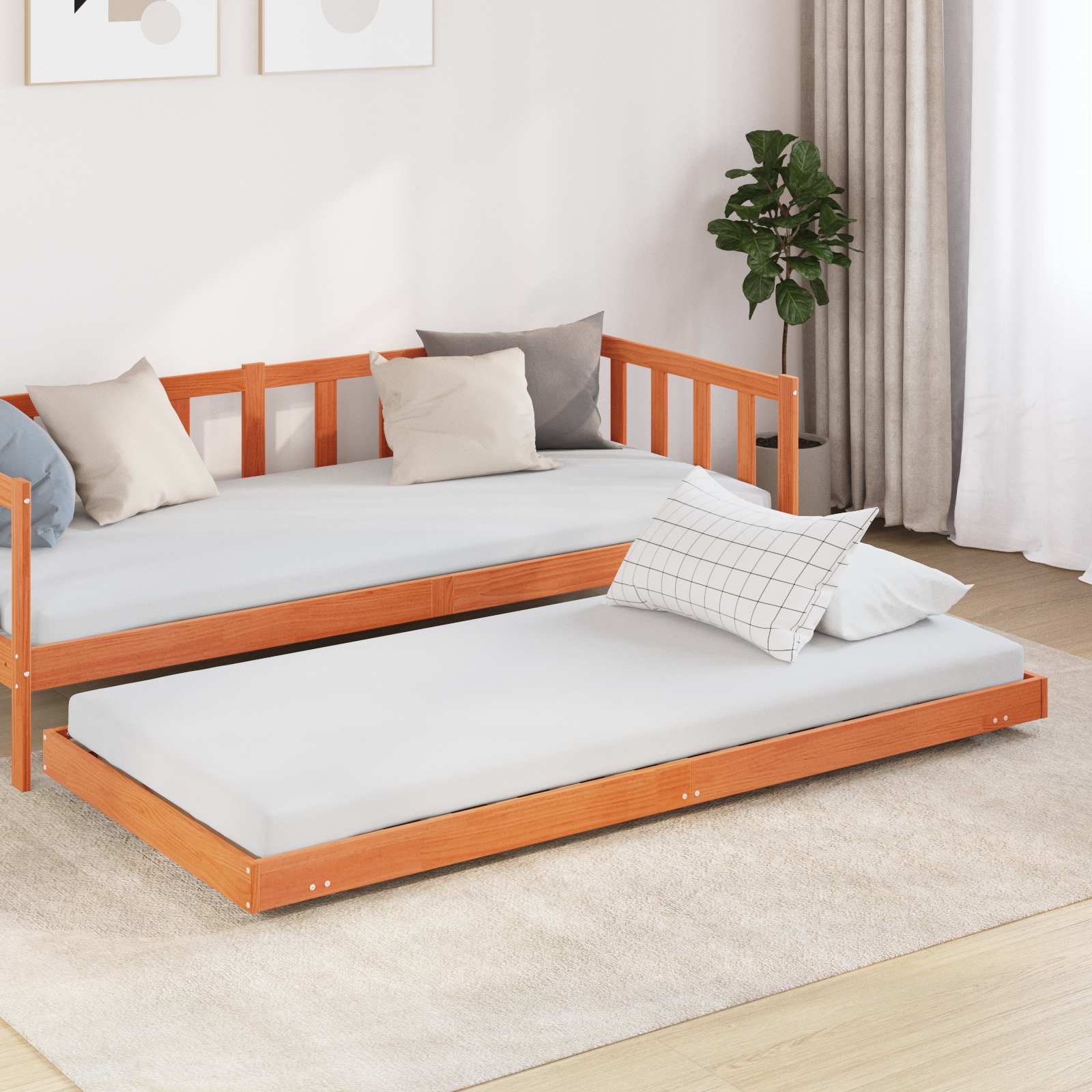 Bettrahmen Wachsbraun 70 x 190 cm Massives Kiefernholz