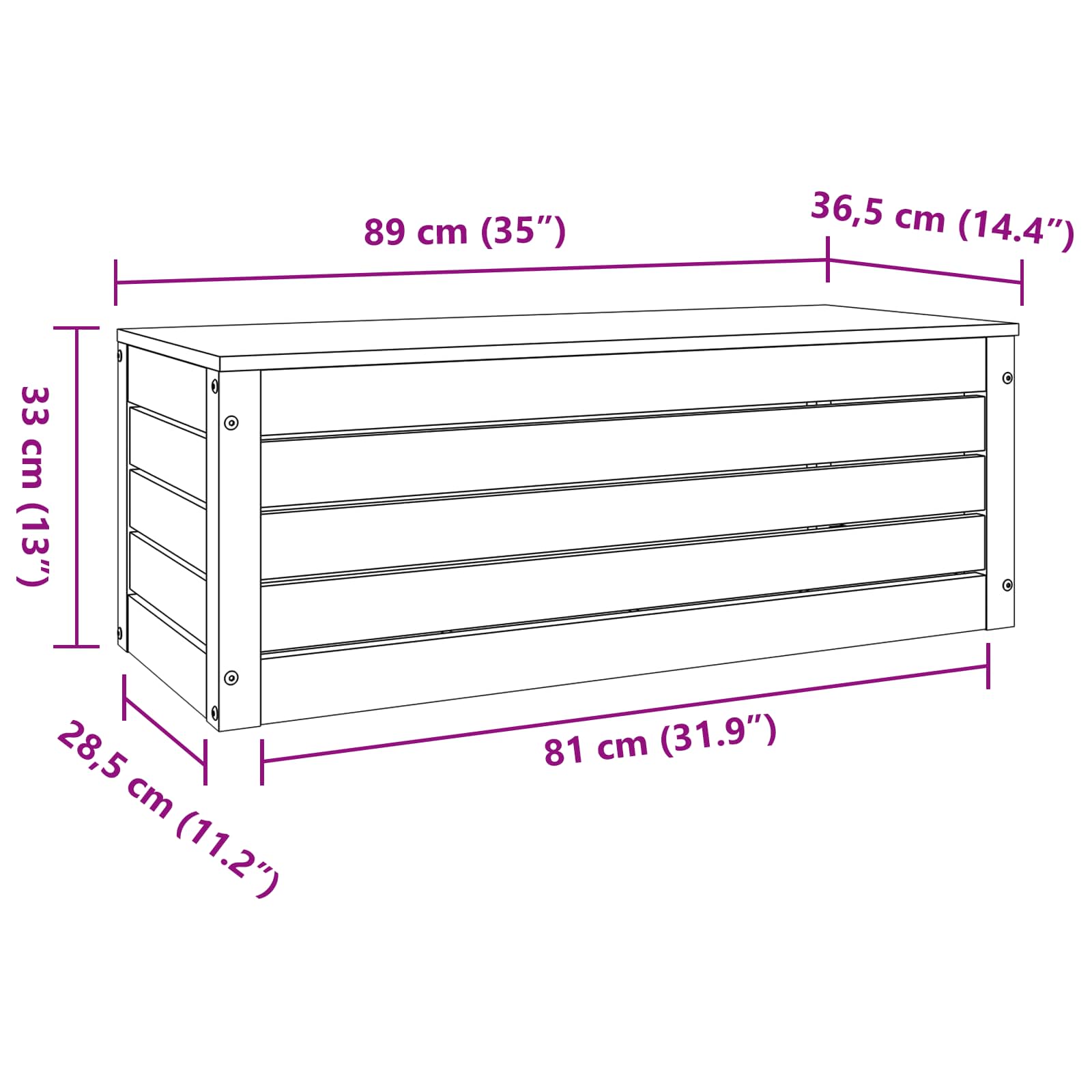 Aufbewahrungsbox mit Speicher Wachsbraun 89 x 36,5 x 33 cm