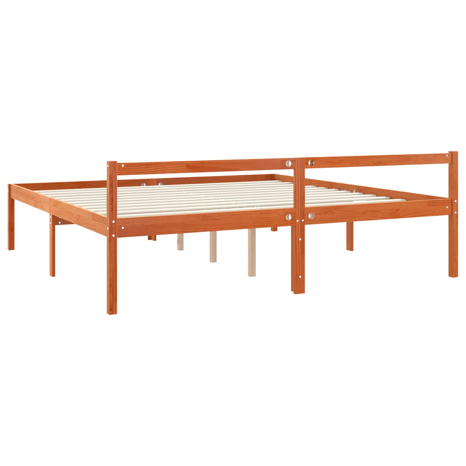Bettrahmen Wachsbraun 200 x 200 cm Massives Kiefernholz