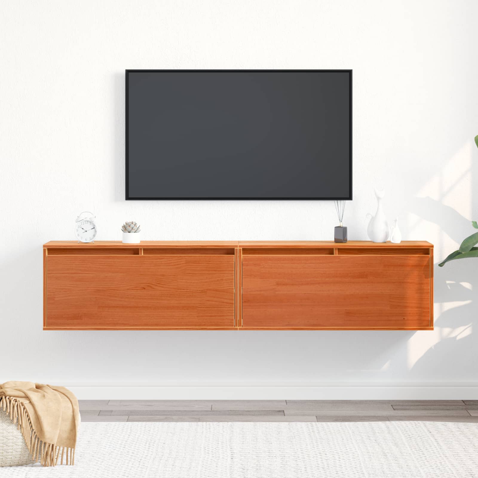 Wandschrank mit Regal mit Tür 2 pcs Wachsbraun 80 x 30 x 35 cm