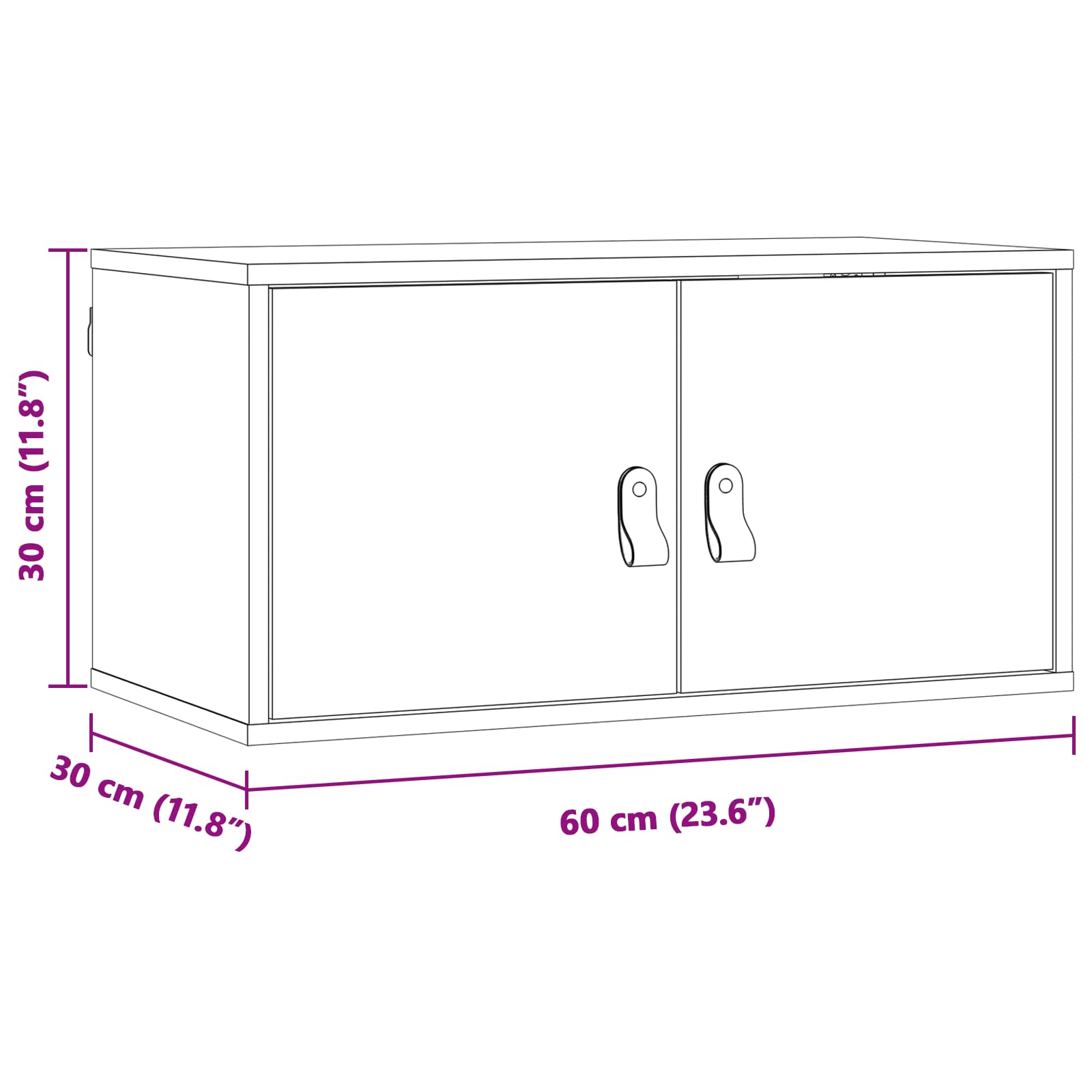 Wandschrank Wachsbraun 60 x 30 x 30 cm Massives Kiefernholz