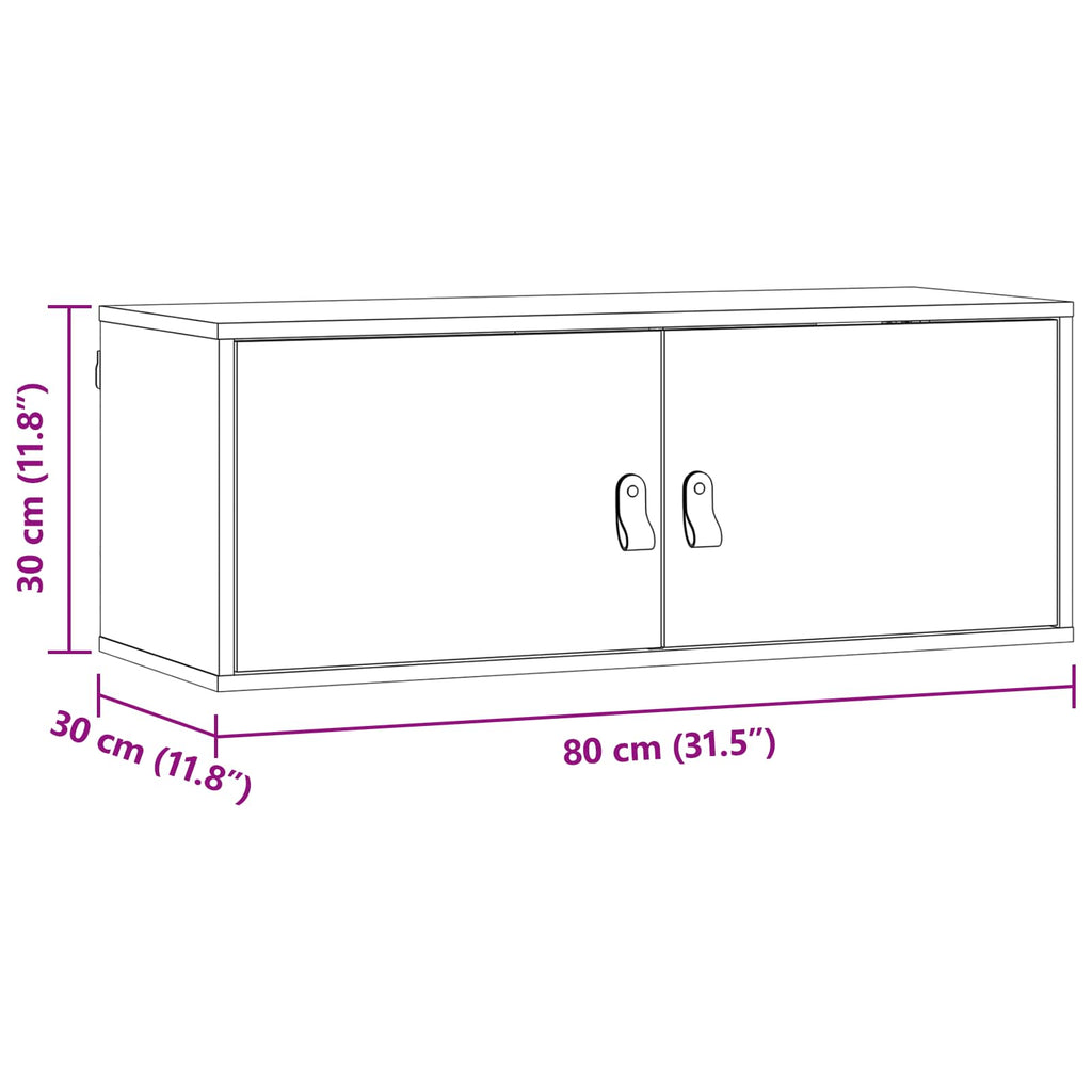 Wandschrank Wachsbraun 80 x 30 x 30 cm Massives Kiefernholz
