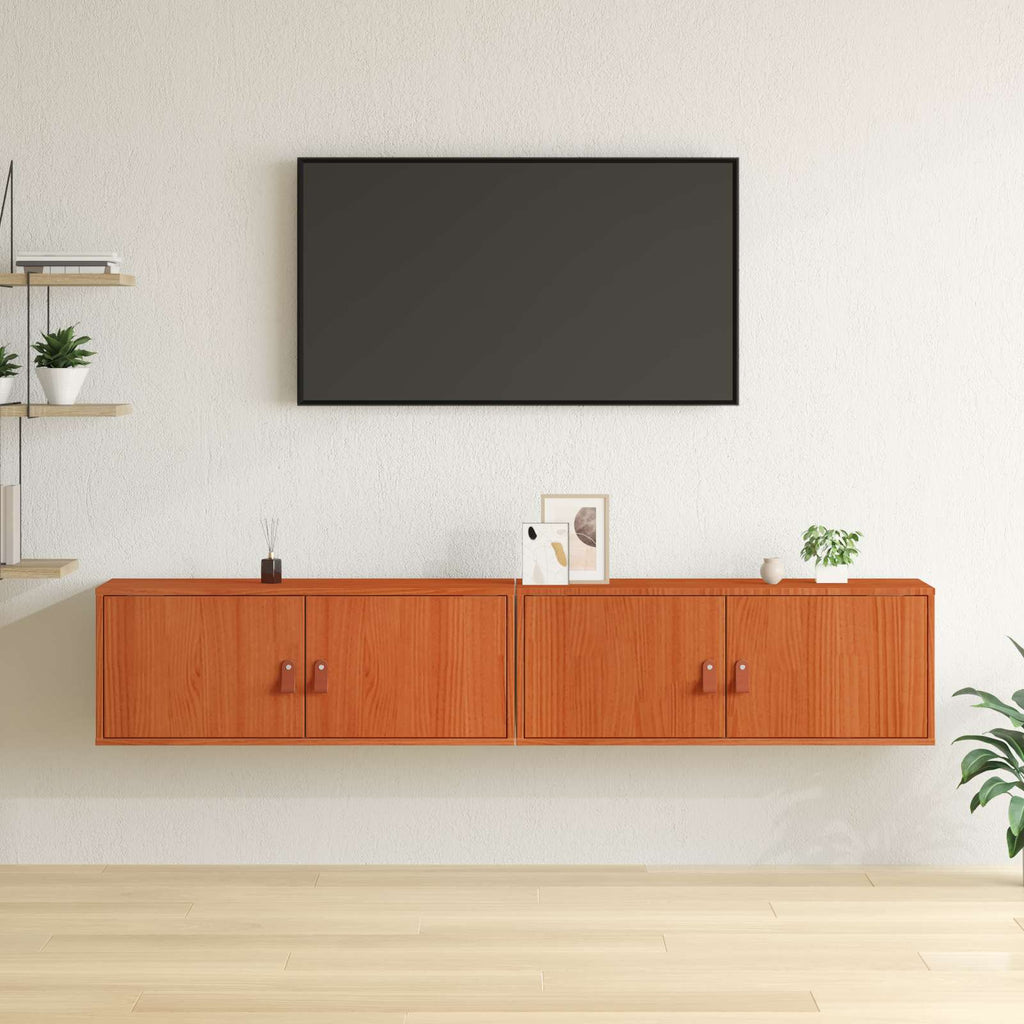 Wandschrank mit Regal mit Tür 2 pcs Wachsbraun 80 x 30 x 30 cm