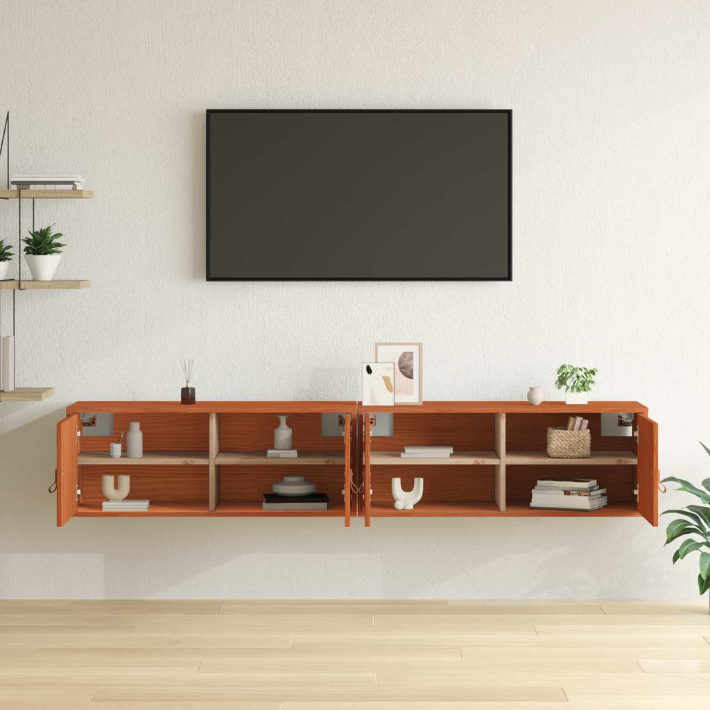Wandschrank mit Regal mit Tür 2 pcs Wachsbraun 80 x 30 x 30 cm