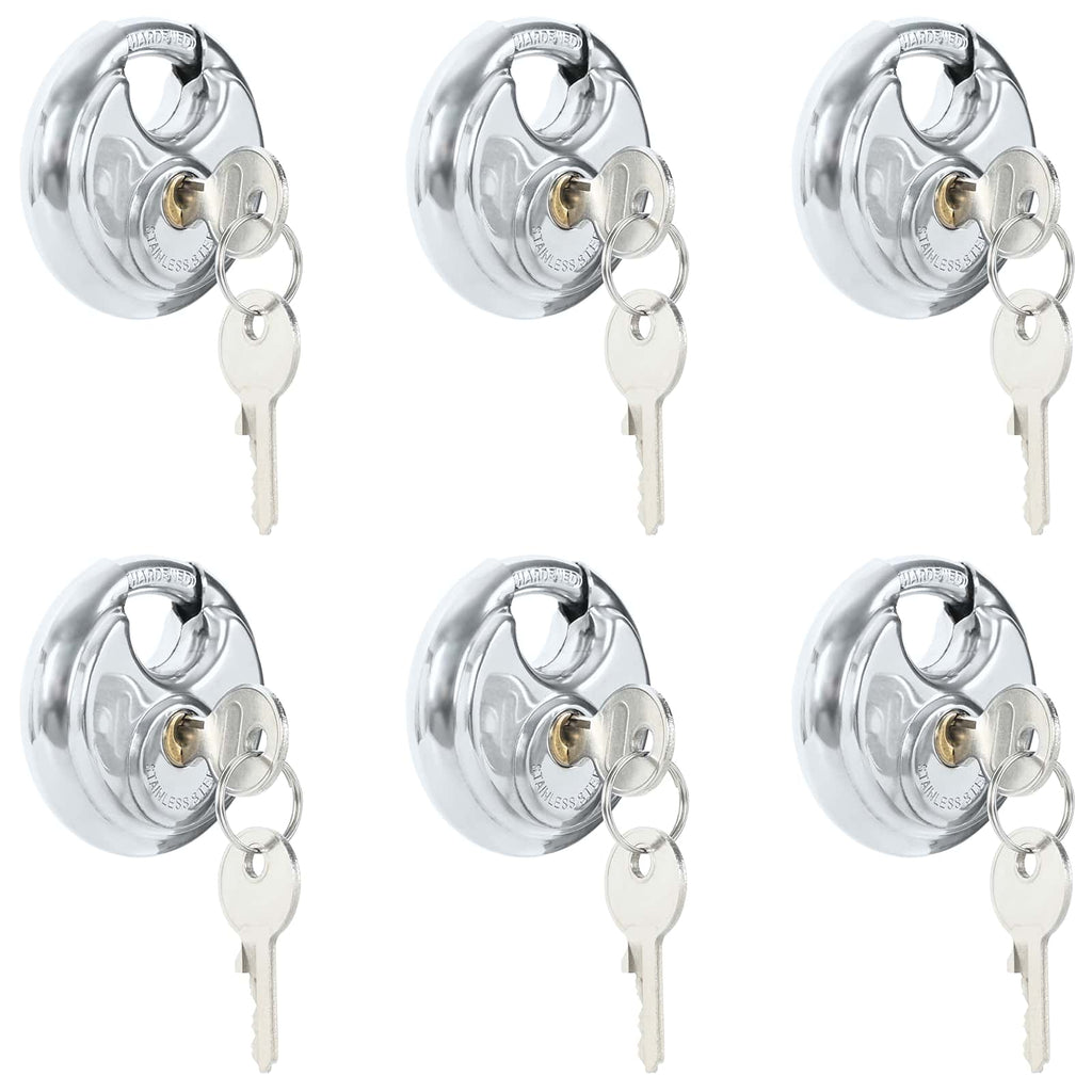 Diskusschlösser mit Schlüsseln 6 pcs Silber 6 x 2,3 x 6 cm