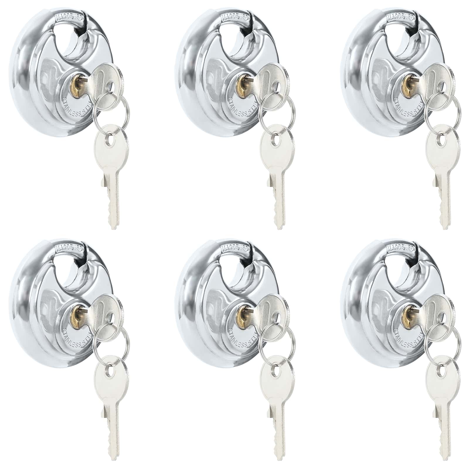 Diskusschlösser mit Schlüsseln 6 pcs Silber 7 x 2,4 x 7 cm