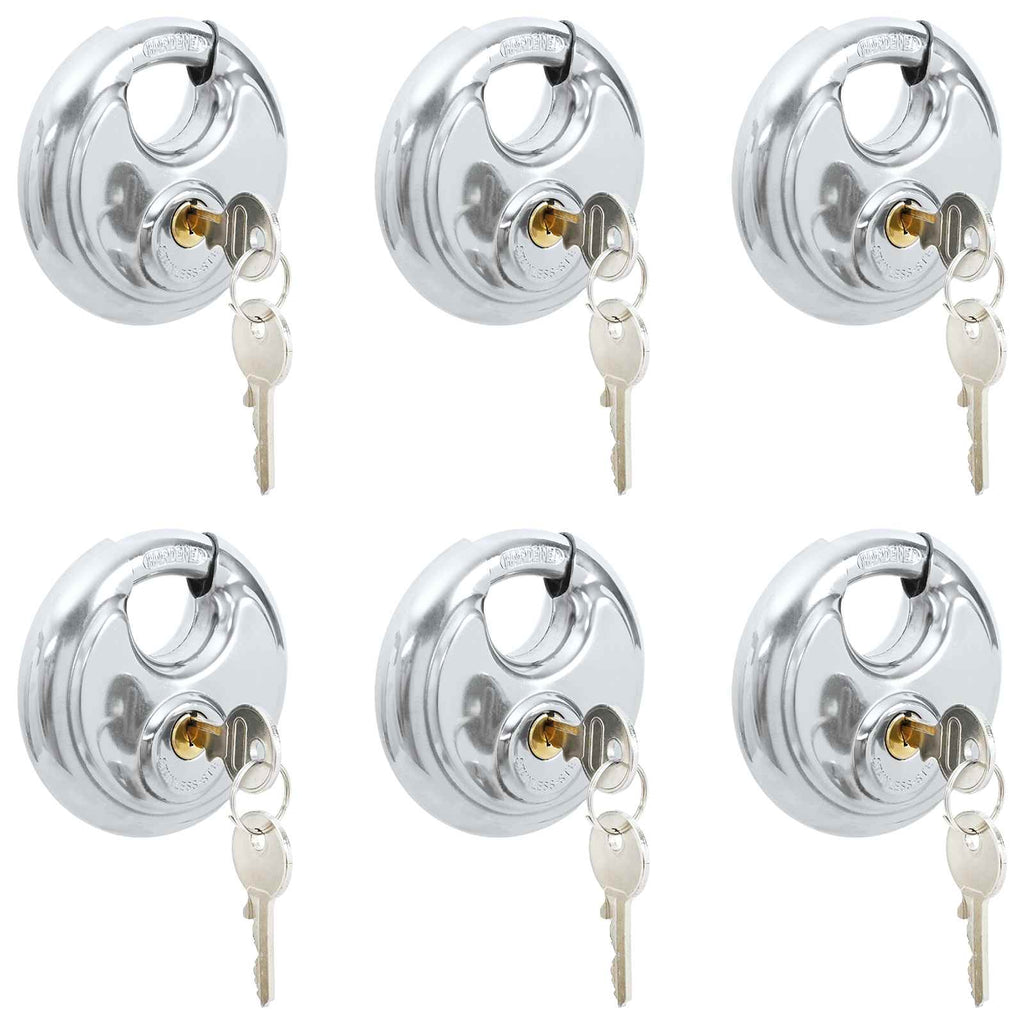 Diskusschlösser mit Schlüsseln 6 pcs Silber 8 x 2,8 x 8 cm