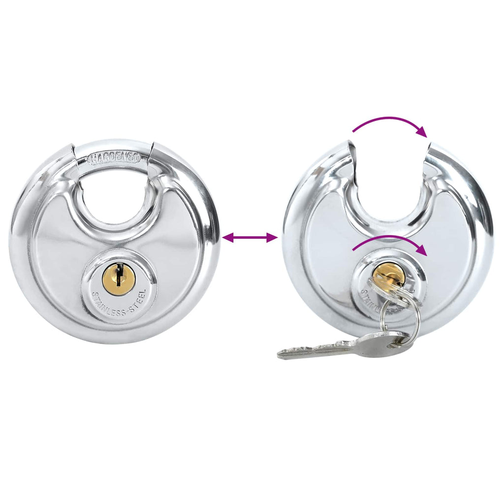 Diskusschlösser mit Schlüsseln 6 pcs Silber 8 x 2,8 x 8 cm
