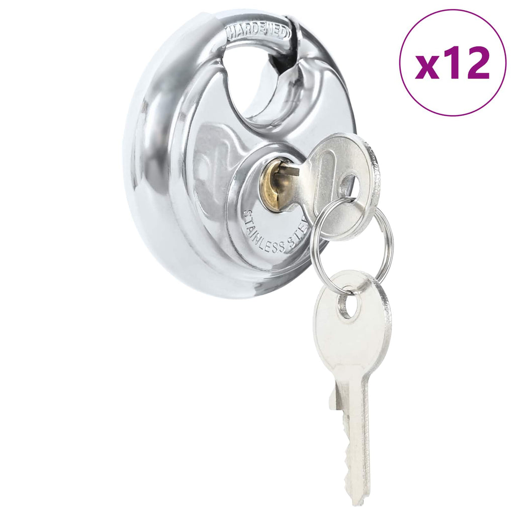 Diskusschlösser mit Schlüsseln 12 pcs Silber 9 x 2,8 x 9 cm