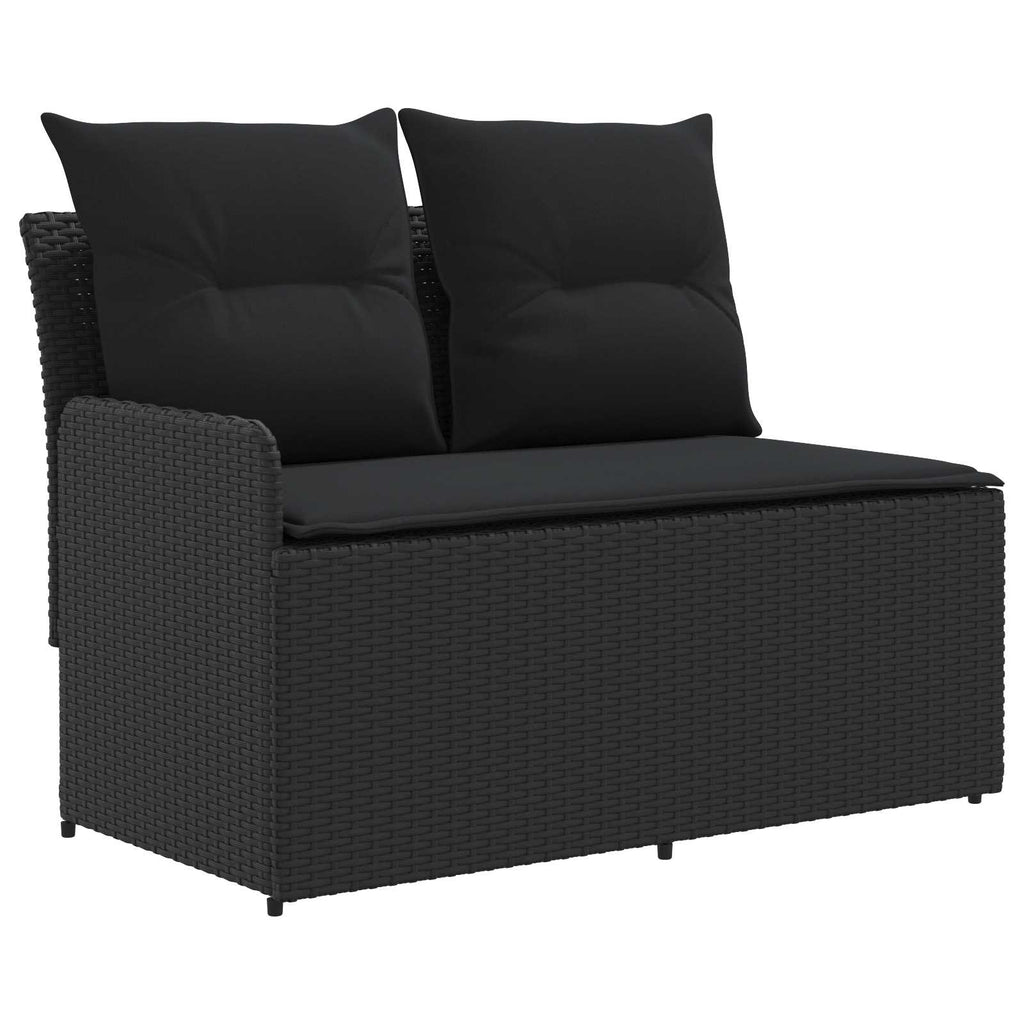 Gartenarmsessel mit Ecksofa 2 Stück Schwarz PE-Rattan