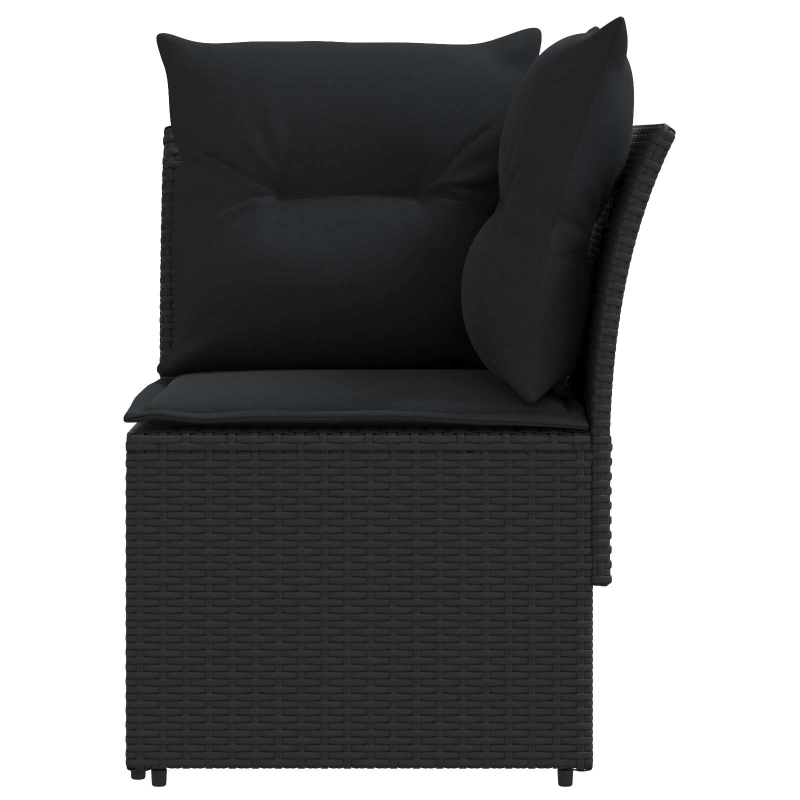 Gartenarmsessel mit Ecksofa 2 Stück Schwarz PE-Rattan