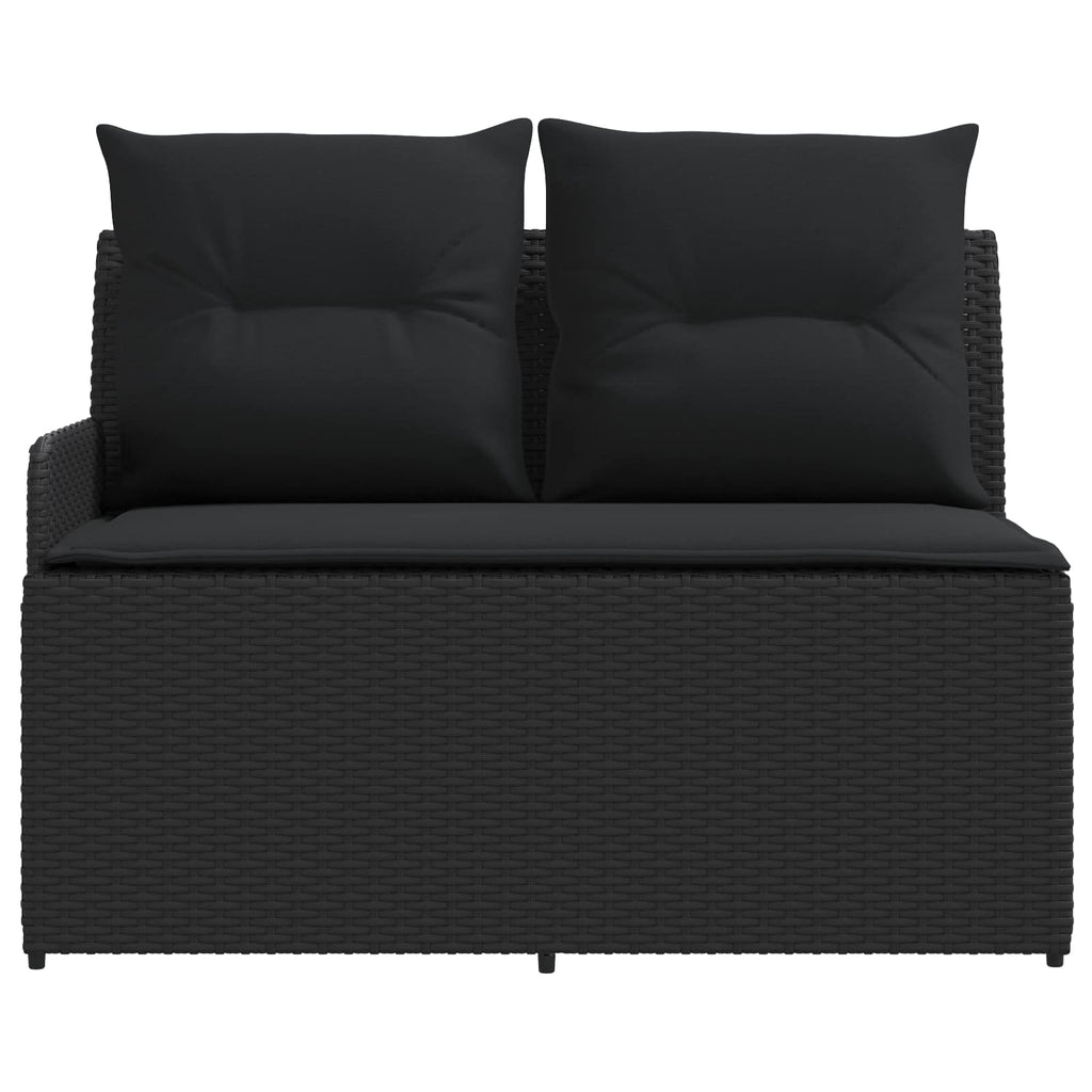 Gartenarmsessel mit Ecksofa 2 Stück Schwarz PE-Rattan
