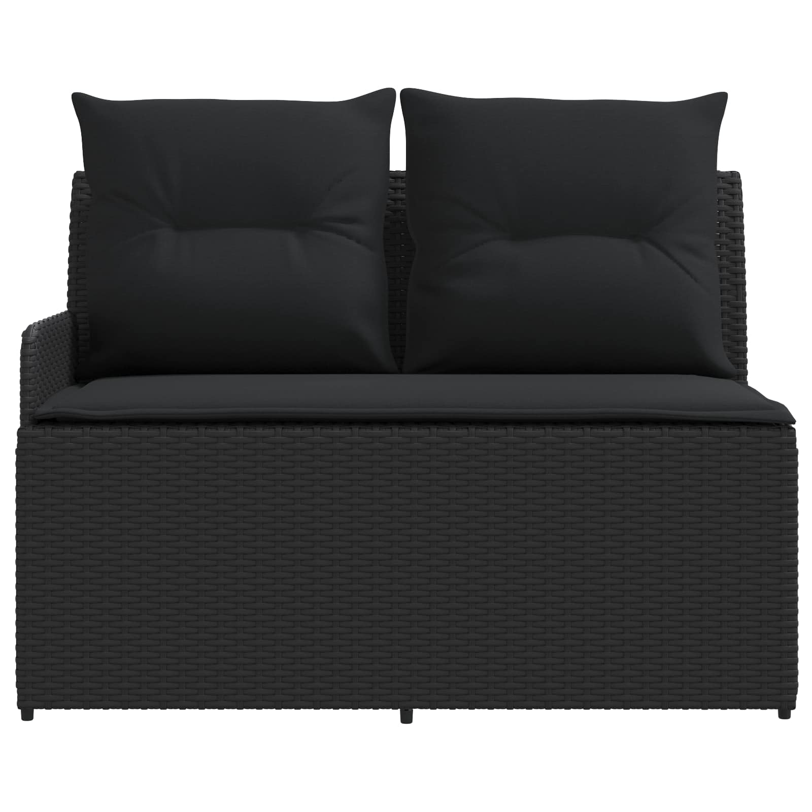 Gartenarmsessel mit Ecksofa 2 Stück Schwarz PE-Rattan