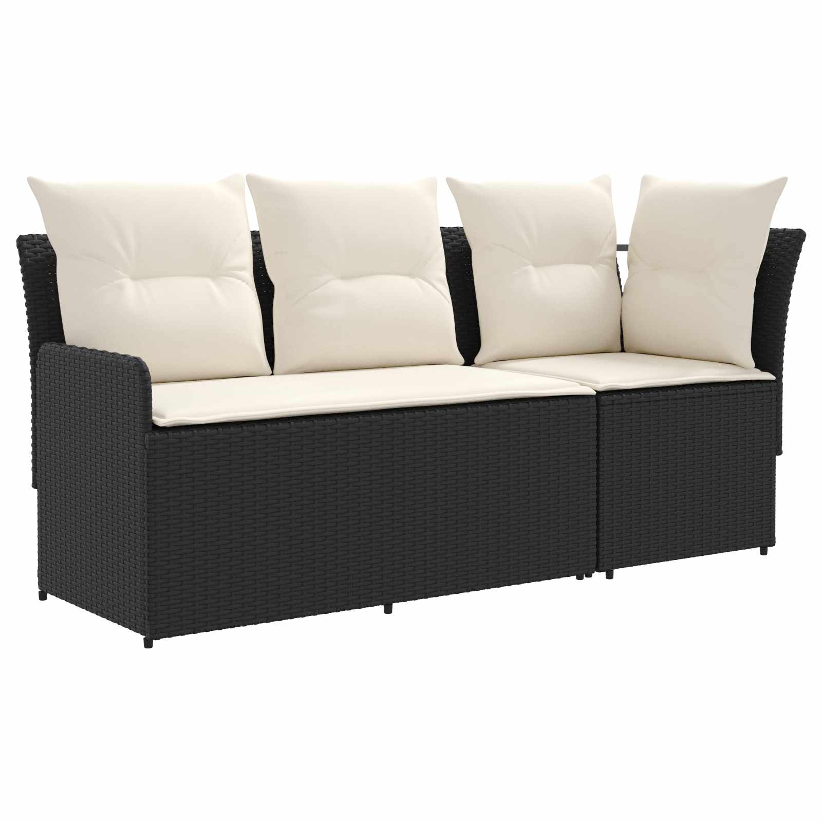 Gartenarmsessel mit Ecksofa 2 Stück Schwarz und Creme PE-Rattan