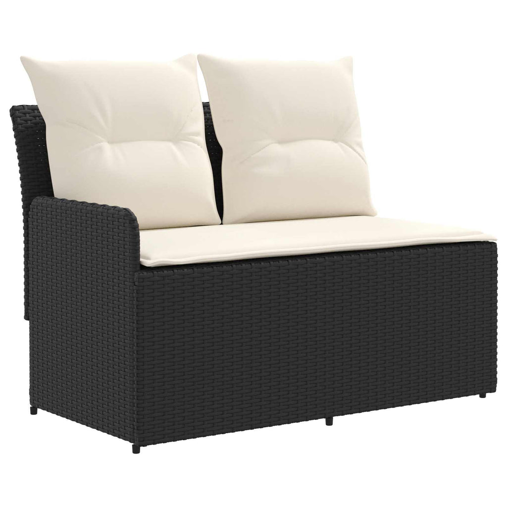 Gartenarmsessel mit Ecksofa 2 Stück Schwarz und Creme PE-Rattan