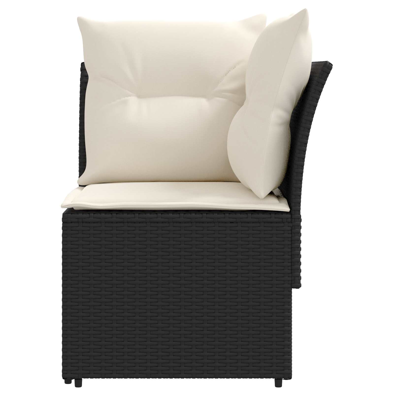 Gartenarmsessel mit Ecksofa 2 Stück Schwarz und Creme PE-Rattan