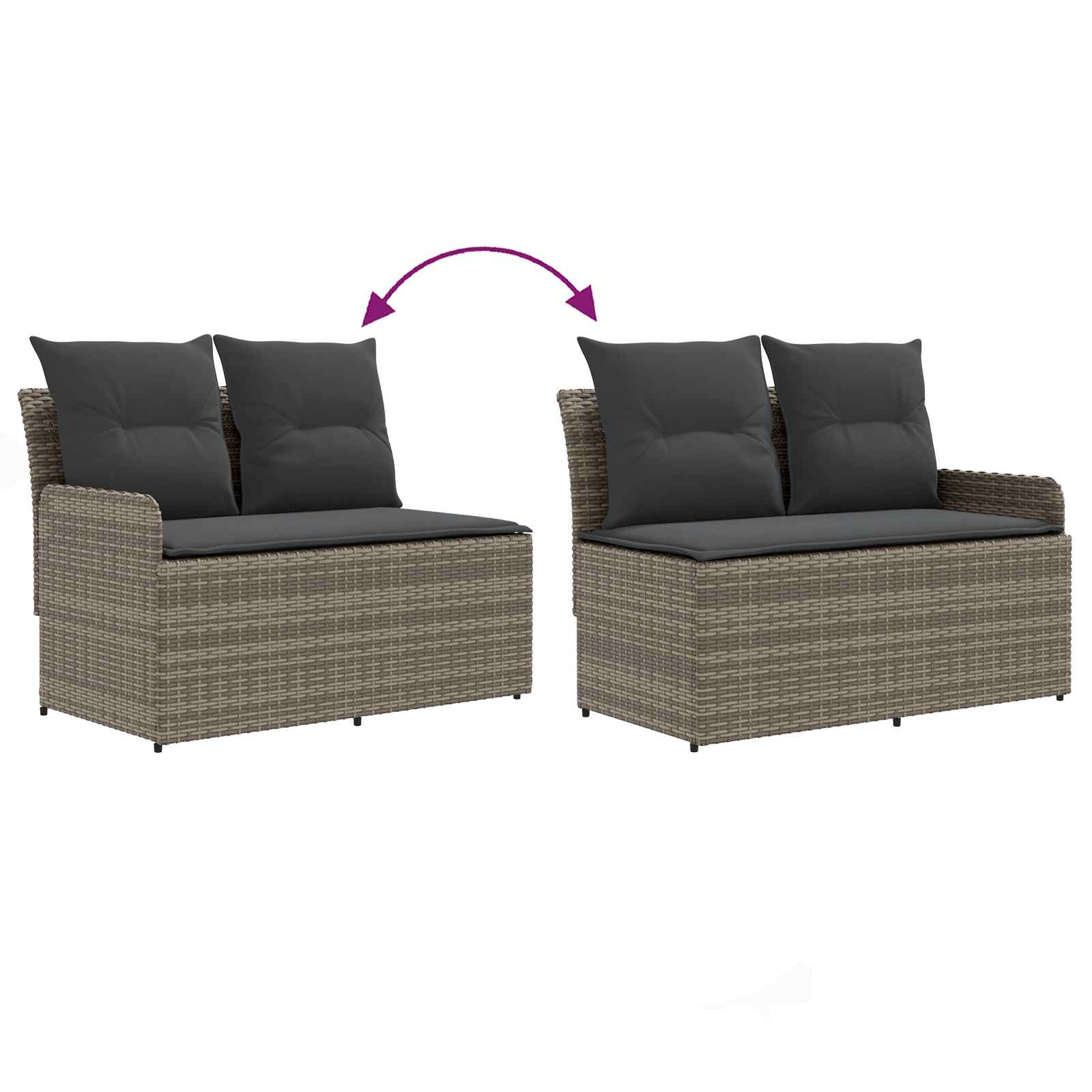 Gartenarmsessel mit Ecksofa 2 Stück Grau und Dunkelgrau