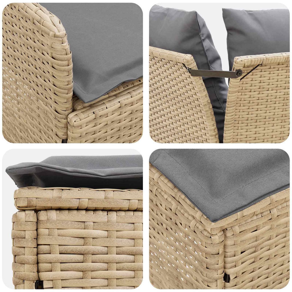 Gartenarmsessel mit Ecksofa 2 Stück Beige und Hellgrau