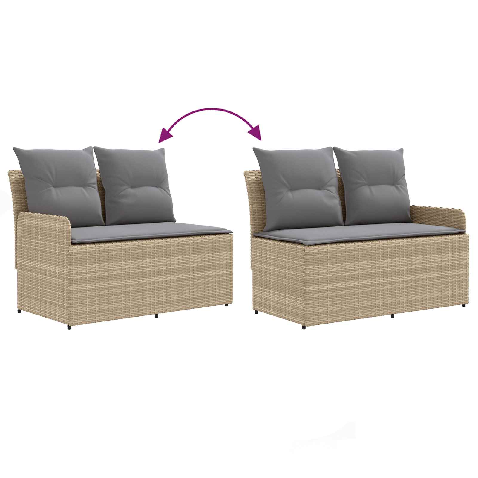 Gartenarmsessel mit Ecksofa 2 Stück Beige und Hellgrau