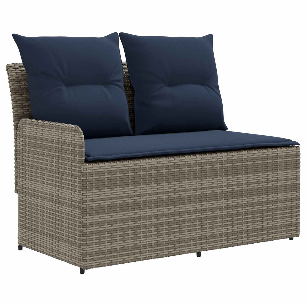 Gartenarmsessel mit Ecksofa 2 Stück Grau und Marineblau