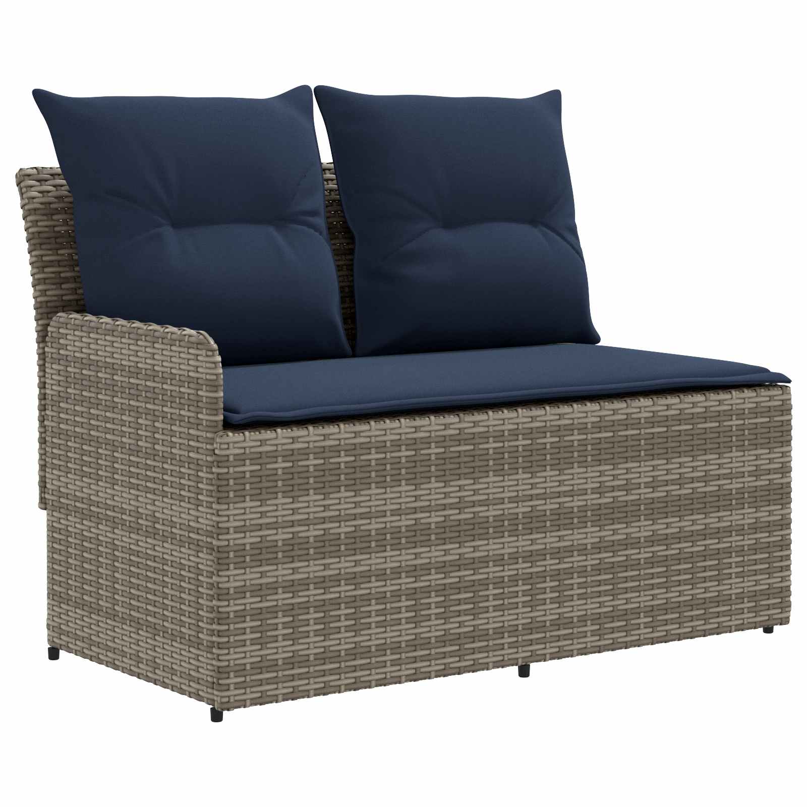 Gartenarmsessel mit Ecksofa 2 Stück Grau und Marineblau