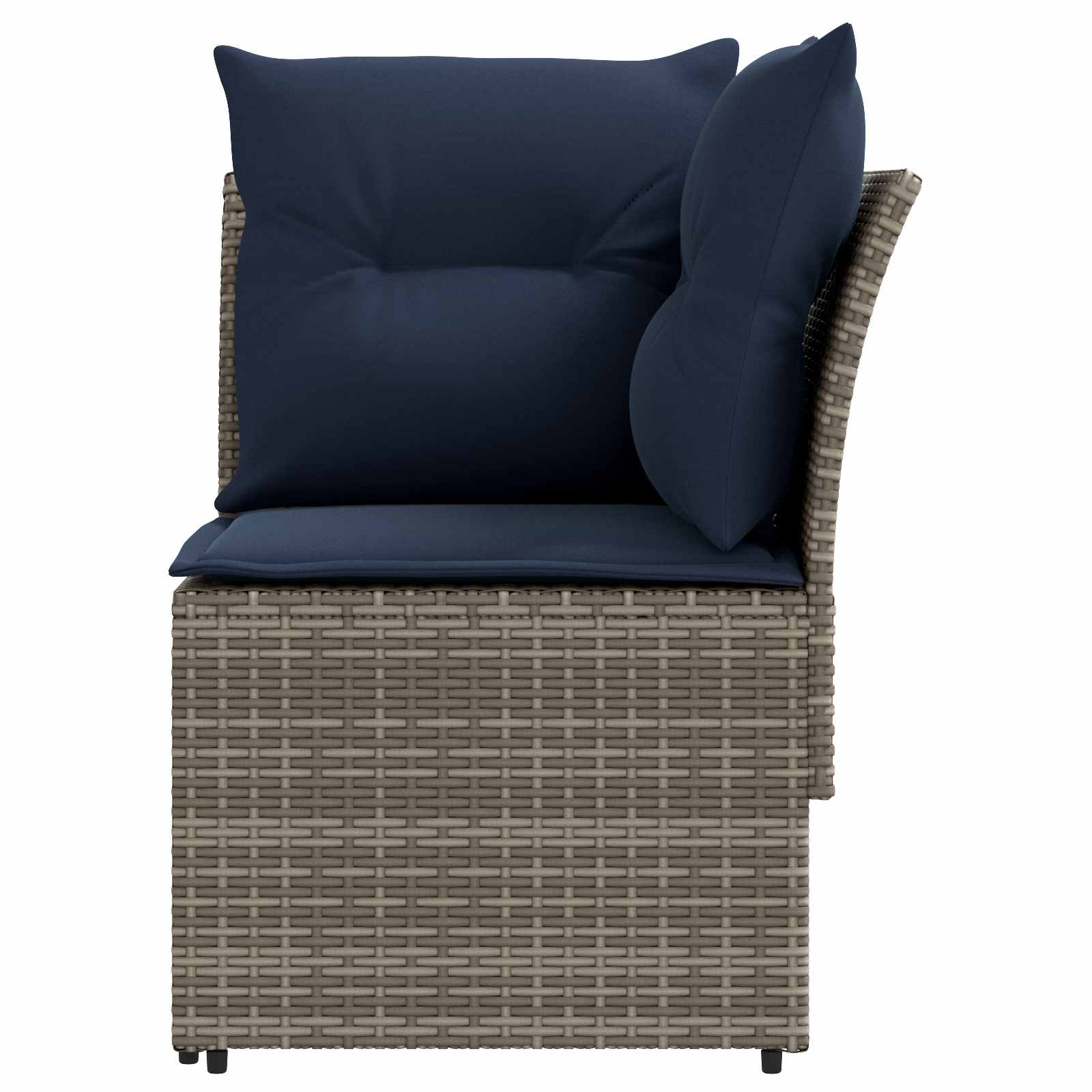Gartenarmsessel mit Ecksofa 2 Stück Grau und Marineblau